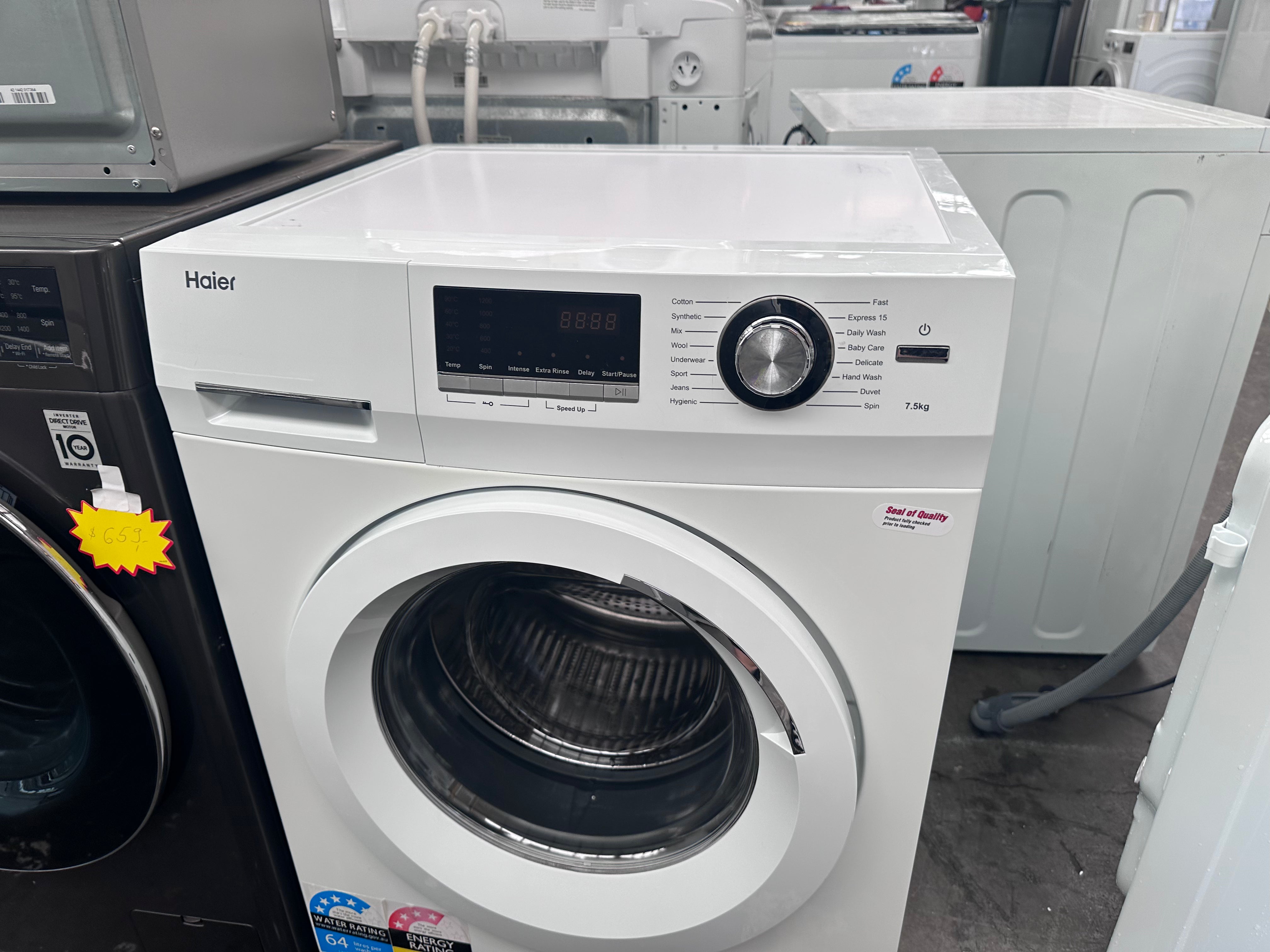 Haier 7.5kg Front Load Washing Machine [Certified Refurbished] - Perfect for Apartments, Small Homes & Laundry Rooms