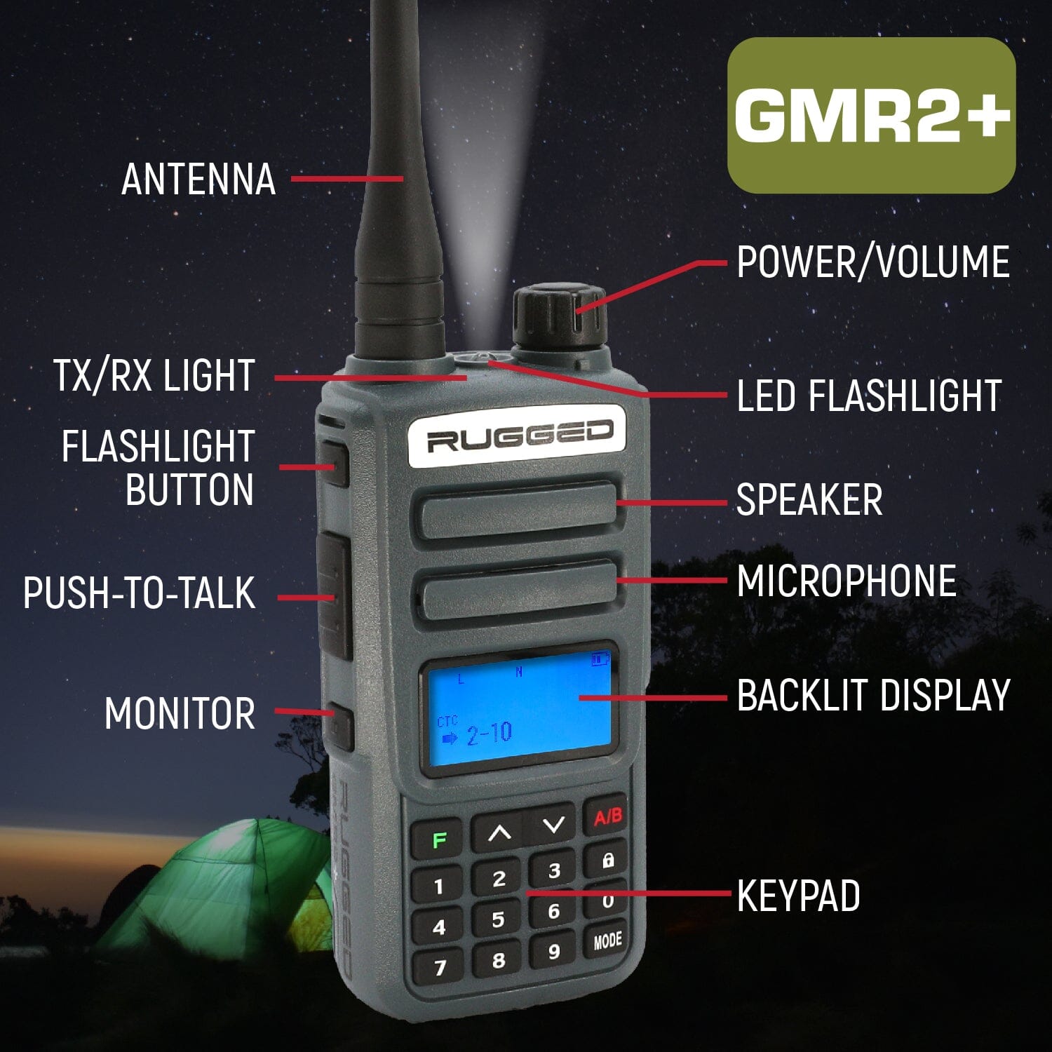 2 Pack Rugged GMR2 PLUS GMRS/FRS Two-Way Handheld Radios - Long Range Walkie Talkies for Outdoor Adventures, Camping, Hiking & Emergency Communication