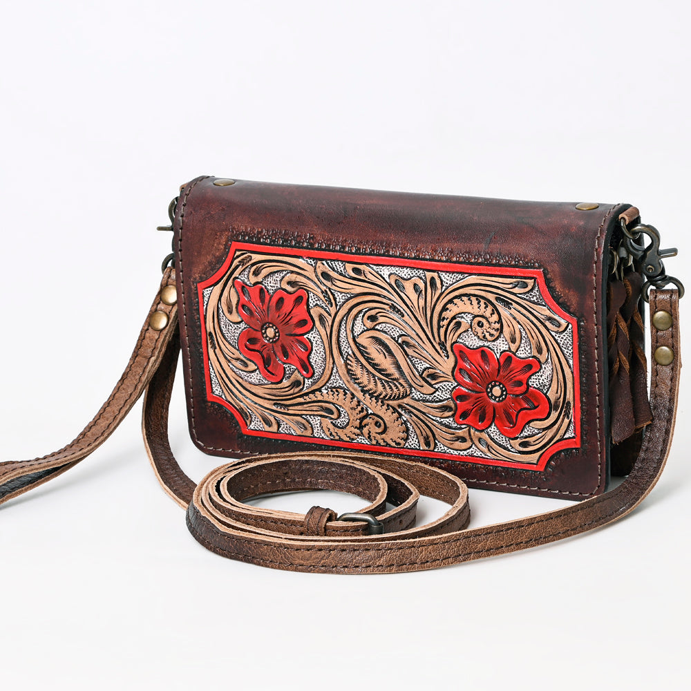 ADBG1080 American Darling Women's Western Handbag - Genuine Leather Hand Tooled Organizer Purse for Everyday Use & Cowgirl Fashion
