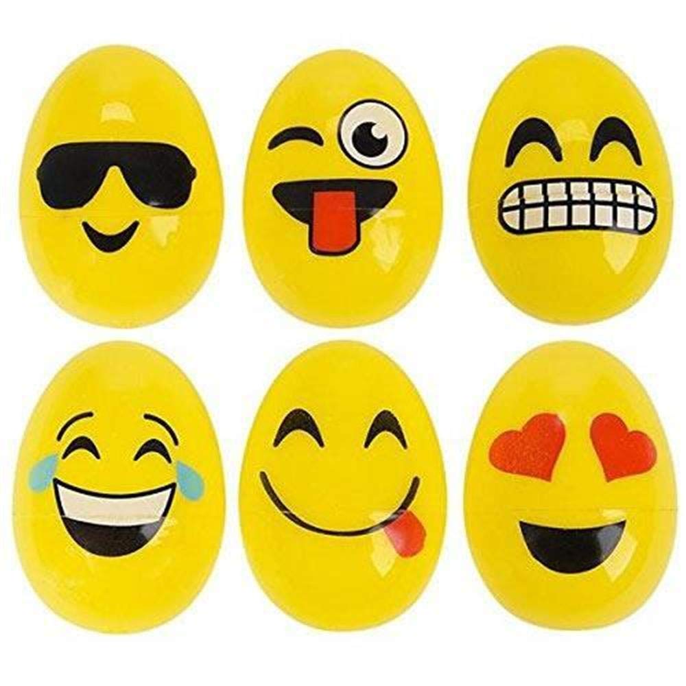 48-Piece Easter Emoji Eggs Set - Colorful Plastic Easter Eggs with Fun Emoji Faces for Easter Egg Hunts, Party Favors, and Classroom Rewards