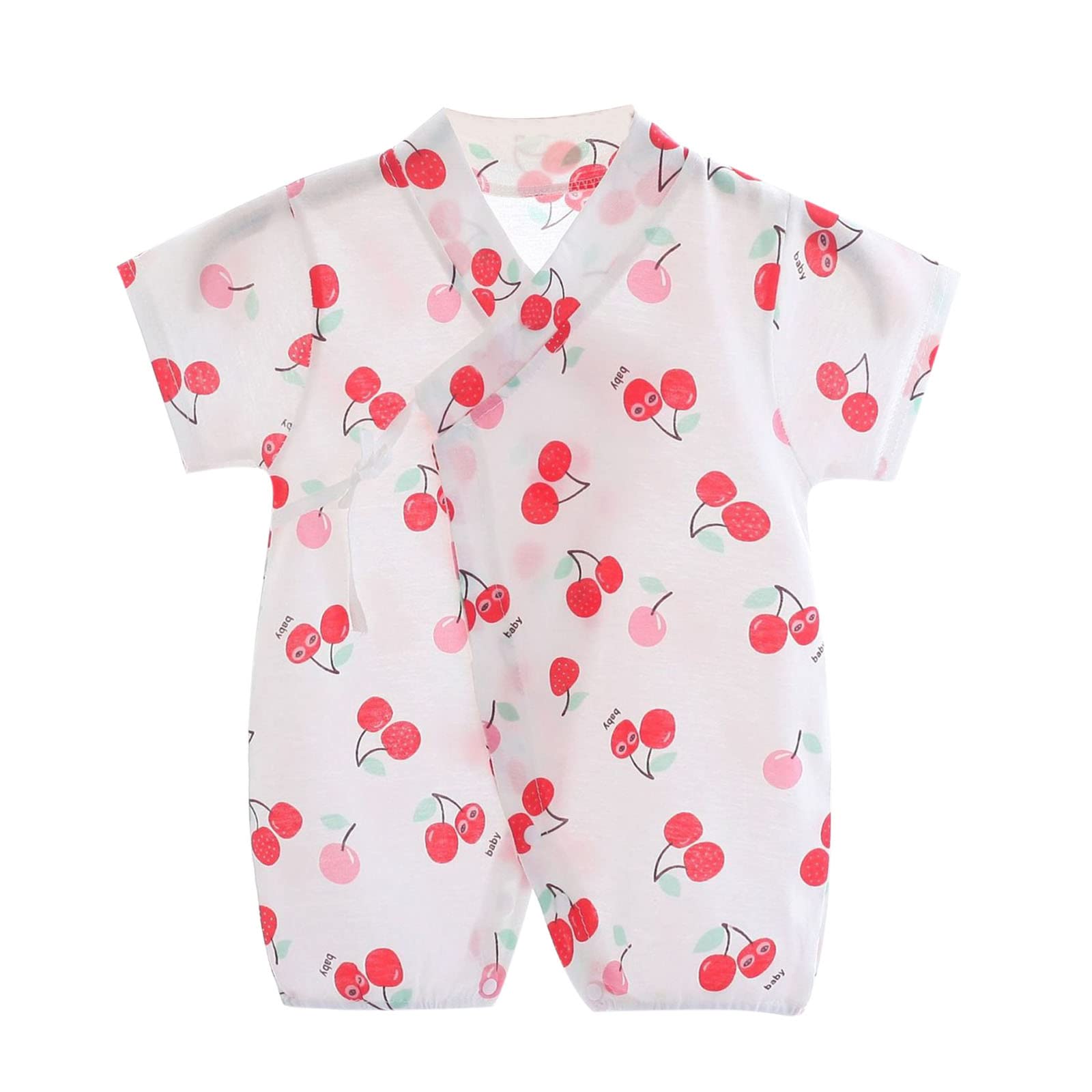 Baby Newborn Infant Cotton Summer Short Sleeve Romper Jumpsuit - Cute Cartoon Print for Boys & Girls - Perfect for Playtime, Outings and Photo Shoots