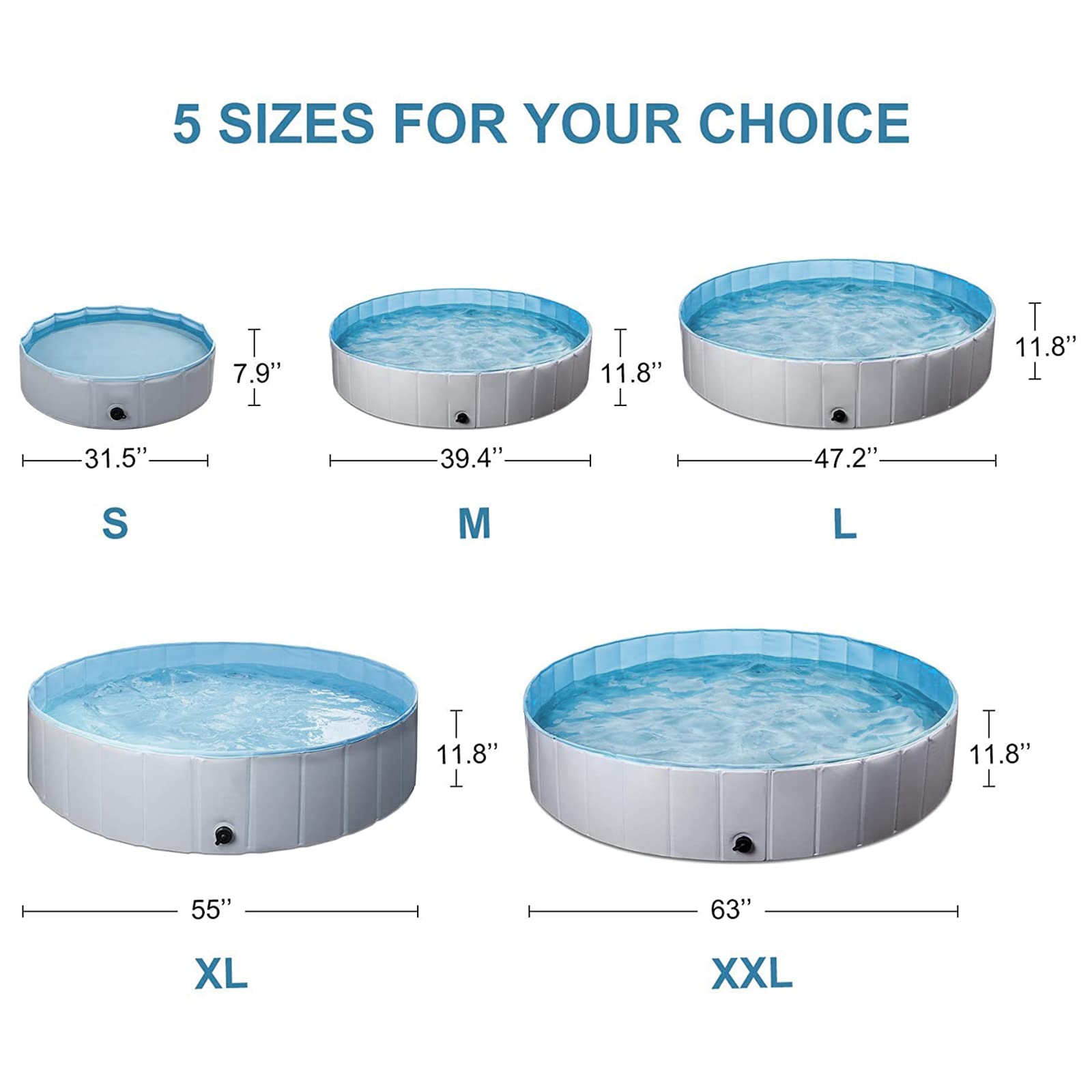 Foldable Dog Pool for Pets & Kids - Collapsible PVC Pet Swimming Bath Tub with Slip-Resistant Bottom - Portable Indoor/Outdoor Puppy Bathing Pool for Dogs, Cats & Children | Perfect for Backyard Play, Summer Cooling & Pet Grooming