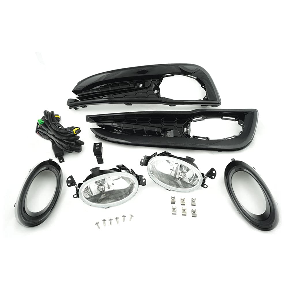 2013-2015 Honda Civic Sedan 4-Door Fog Light Replacement Kit - Left & Right Side with Bezels, Assembly Set & Halogen Bulbs | Perfect for Night Driving and Bad Weather Visibility