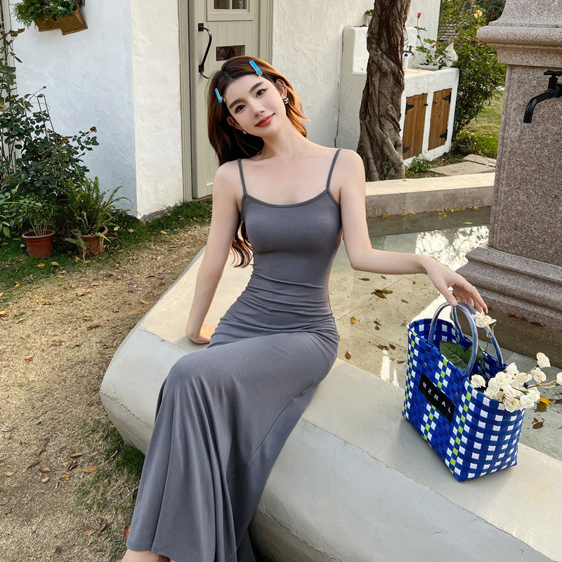 Women's Stretchy Spaghetti Strap Mermaid Maxi Dress for Summer - Beach Wedding, Vacation & Party Wear