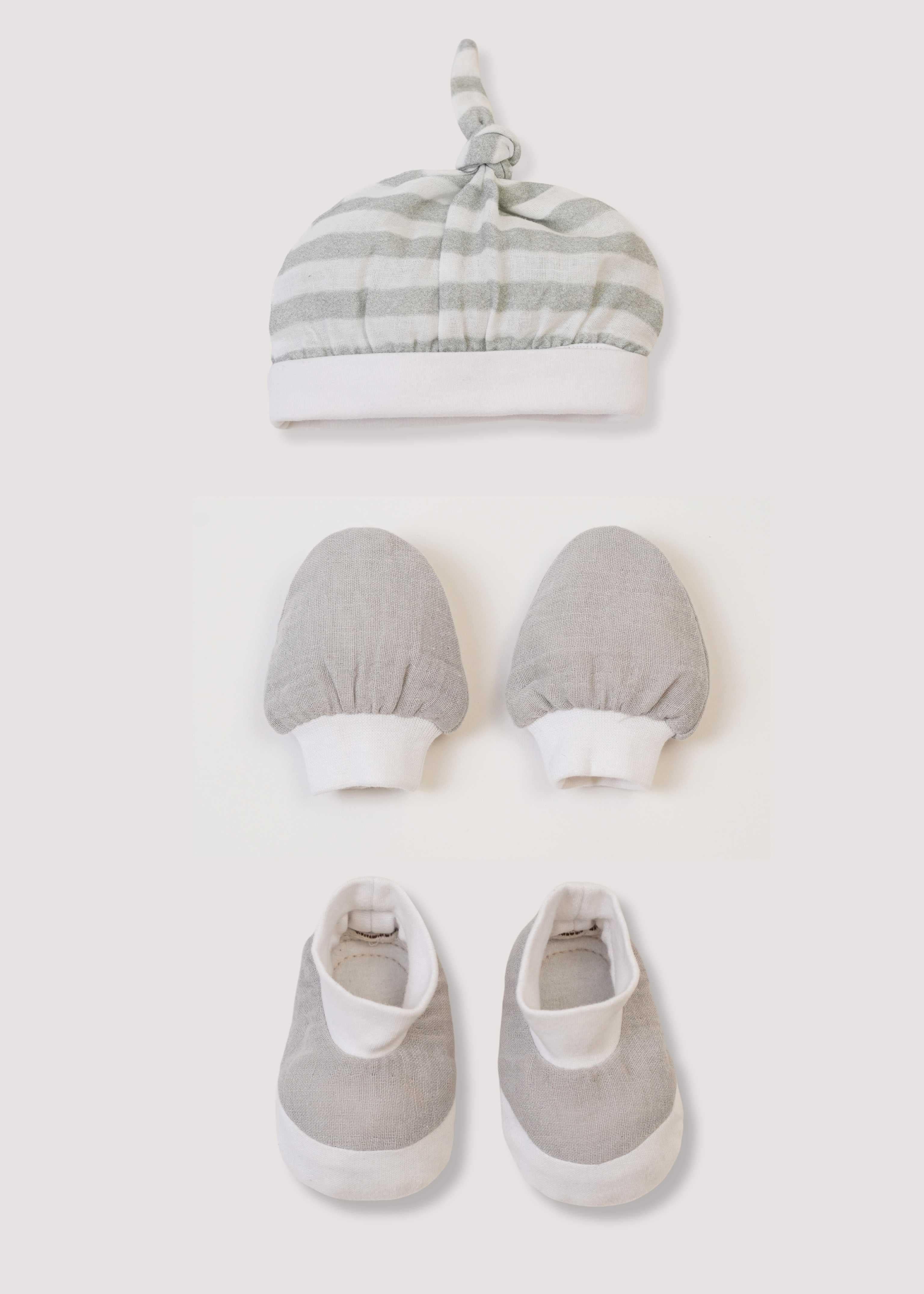Baby Winter Essentials Set - Warm Grey Cap, Mittens & Booties for Newborns & Toddlers | Cozy Outfit for Cold Weather, Snow Days & Outdoor Adventures