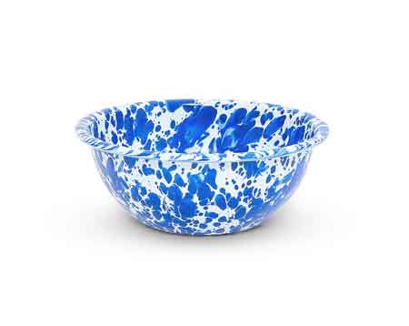 Blue Marble Enamelware Bowls - Set of 4 for Cereal, Salad, Soup & Desserts | Durable & Stylish Kitchenware for Home, Camping & Picnics