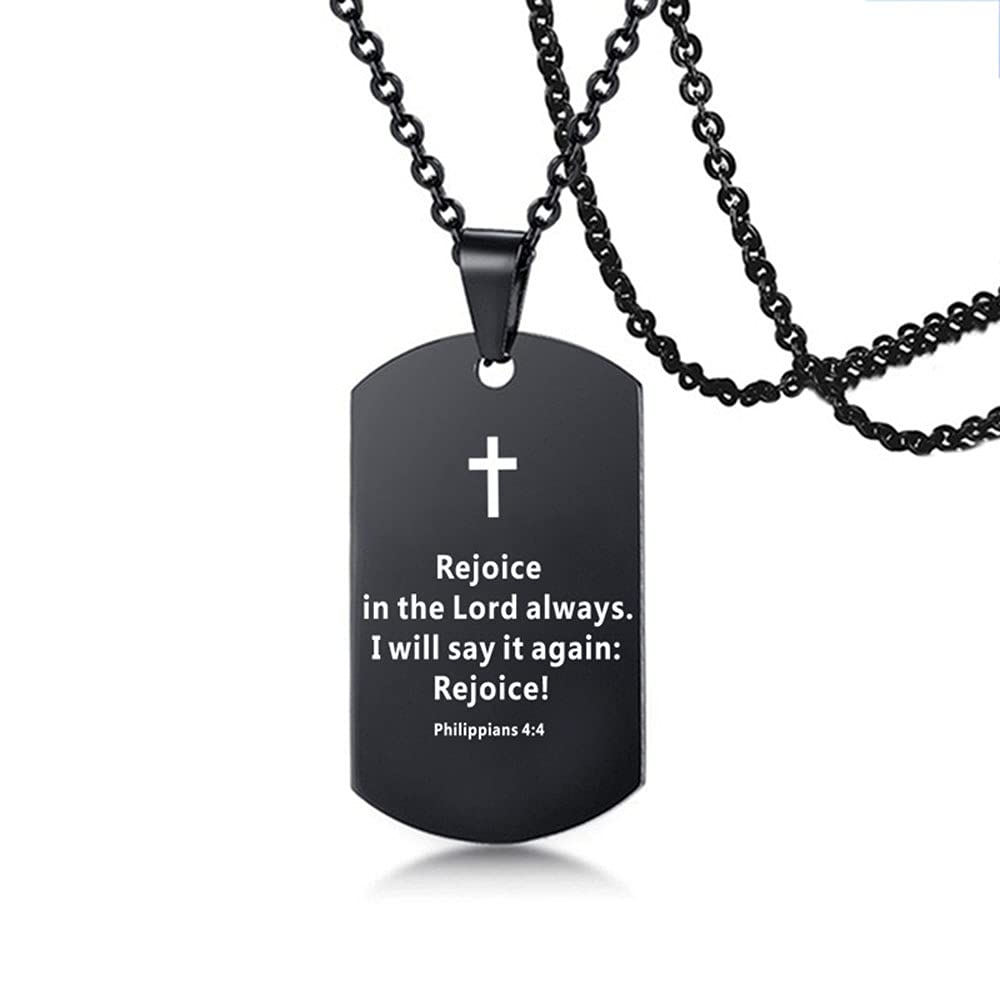 Religious Prayer Dog Tag Necklace for Men - Bible Verse Cross Pendant, Baptism & Faith Jewelry with Inspirational Bible Revelations - Perfect for Church, Daily Wear & Spiritual Gifts