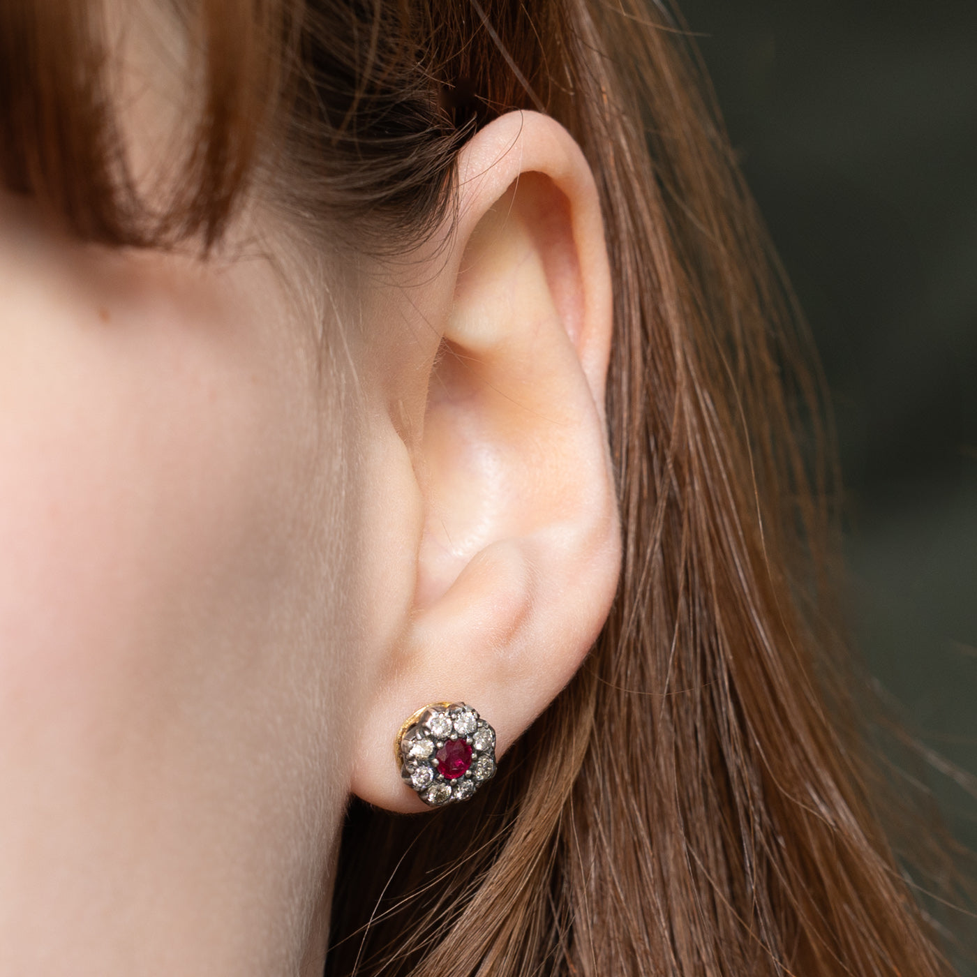 Vintage Ruby and Diamond Stud Earrings - 0.50ctw Ruby & 0.36ctw Diamond - 14K Gold Jewelry for Women - Perfect Gift for Anniversary, Birthday & Valentine's Day