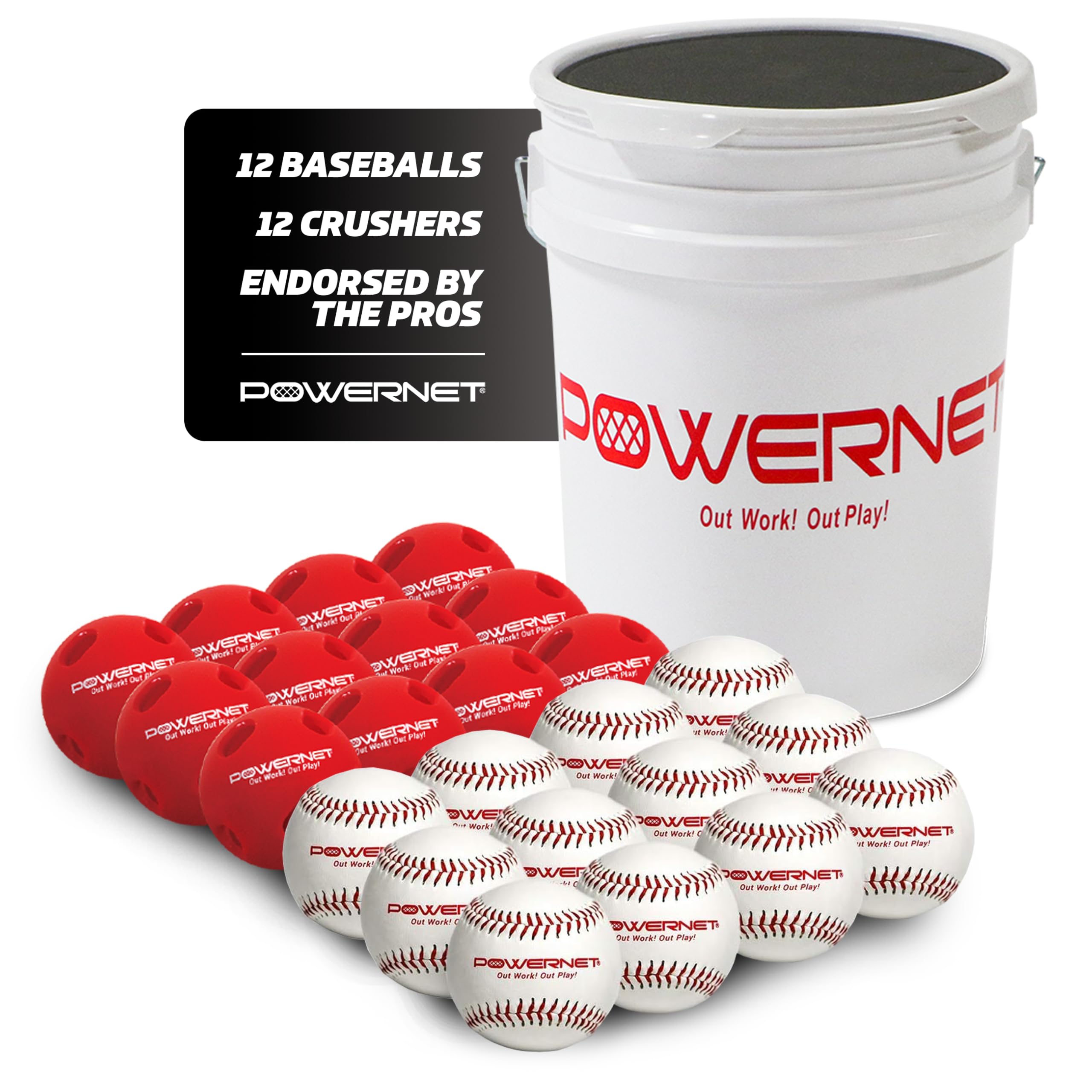 PowerNet Crushers & Weighted Balls - Baseball & Softball Hitting Trainer for Speed, Power & Coordination - 24 Pack Practice Balls for Batting Drills & Strength Training | Perfect for Home, Field & Cage Practice