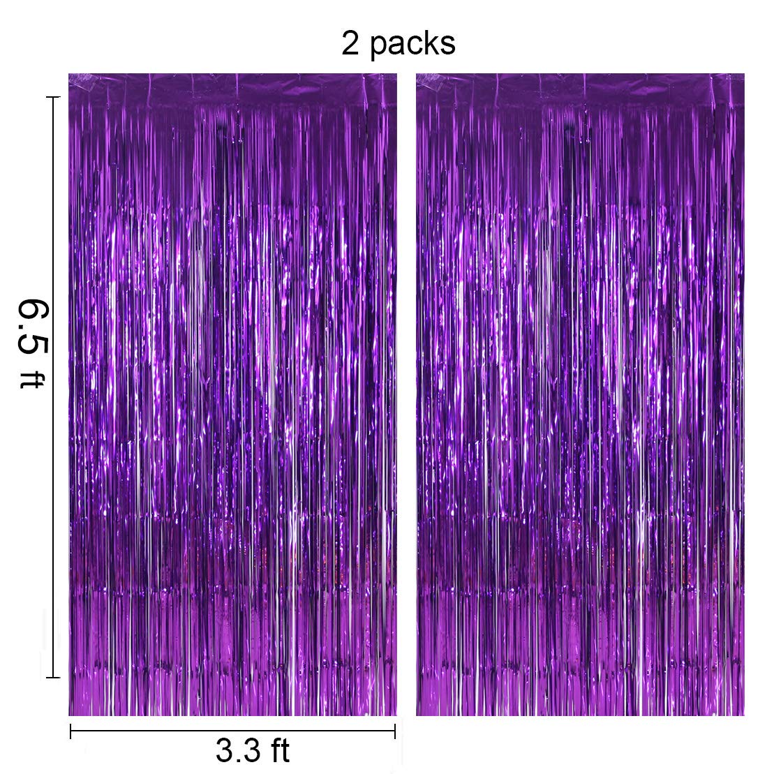 6.5x6.5 ft Purple Foil Fringe Curtain Backdrop - Pack of 2 | Tinsel Streamers for Birthday, Bachelorette Party Decor & Photo Booth Props | Perfect for Wedding, Baby Shower, and Holiday Celebrations