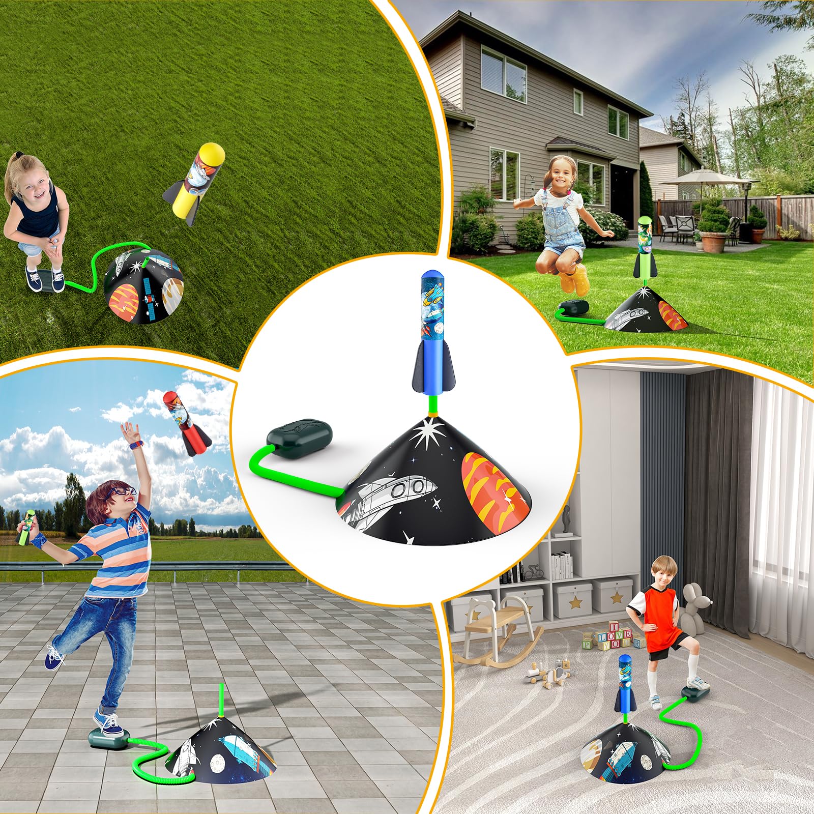 Best Kids Rocket Launcher Toy - Outdoor Foam Rocket Launcher with 8 Colorful Rockets, Adjustable Launch Stand & 100ft Flight Distance - Perfect Birthday Gift for Boys & Girls Ages 3+ - Fun Backyard, Park & Outdoor Play Toy