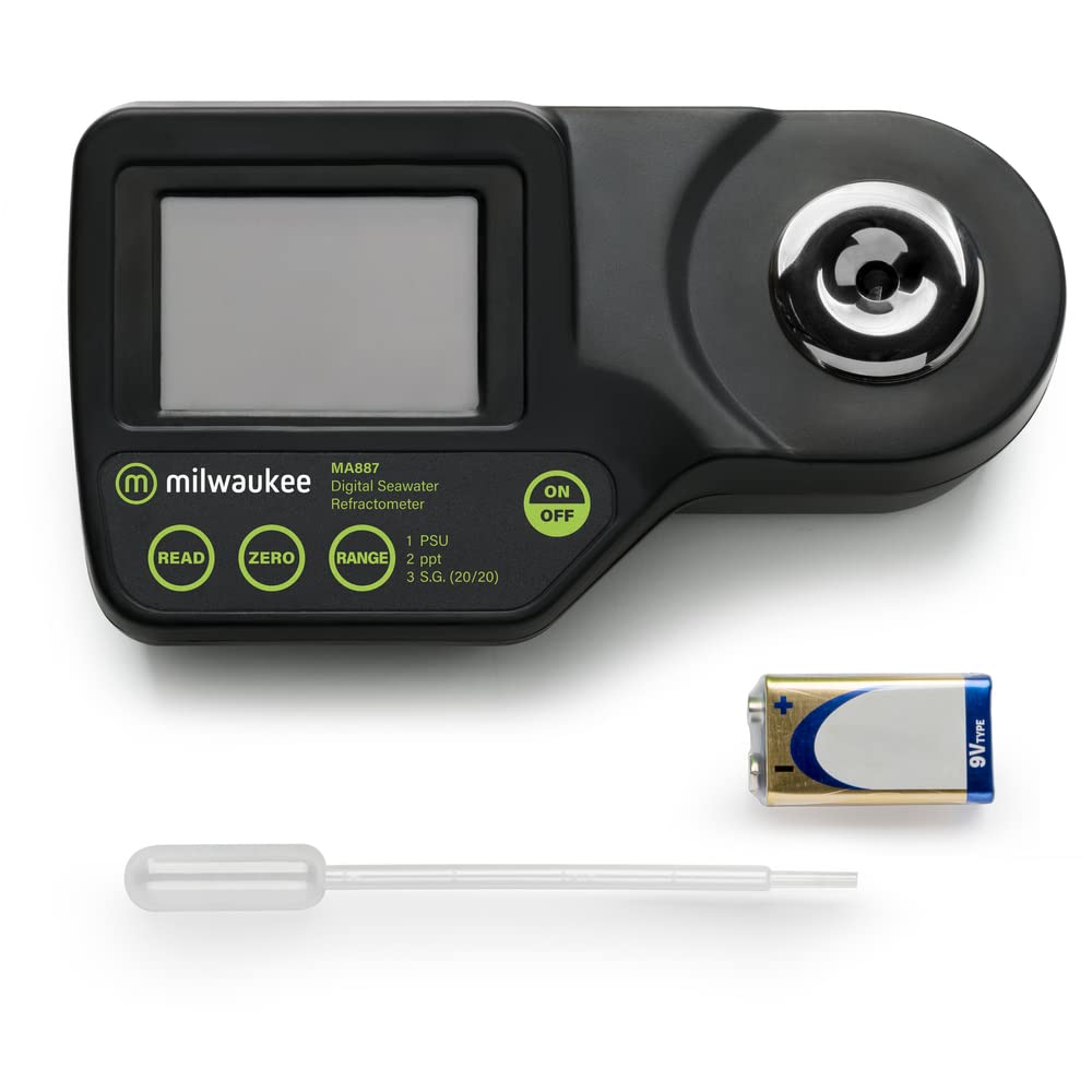 Milwaukee MA887 Digital Saltwater Refractometer with Protective Case | Accurate Salinity Testing for Aquariums, Marine Biology & Saltwater Fishing