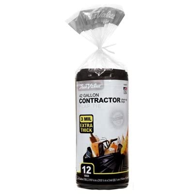 Heavy Duty Contractor Trash Bags - 12 Count, 42 Gallon Capacity - Extra Thick & Durable for Construction, Renovation & Yard Waste Cleanup
