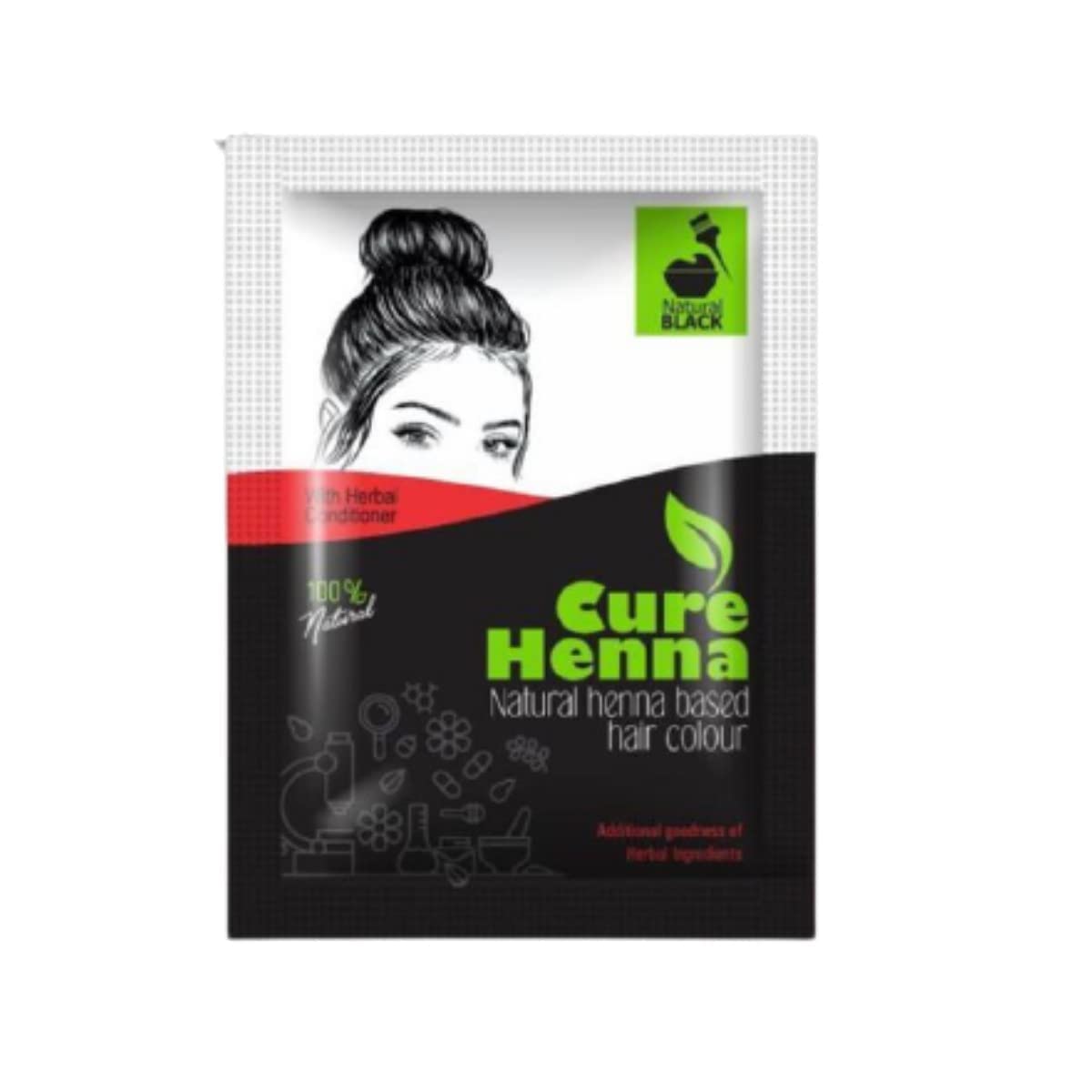 Organic Herbal Henna Hair Color - 240g (6 x 40g Packets) for Shiny, Silky Black Hair | Natural Hair Dye for Women & Men | Perfect for At-Home Hair Coloring & Gray Coverage