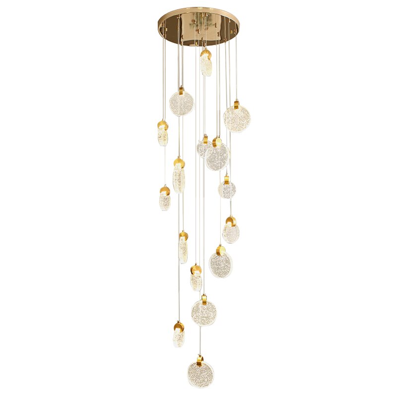 Elegant Crystal Rings Staircase Chandelier - Premium Modern Lighting Fixture for Luxury Home Decor, Foyer & Stairwell Lighting | Dimmable LED Chandelier for Hallway, Entryway & Grand Staircase