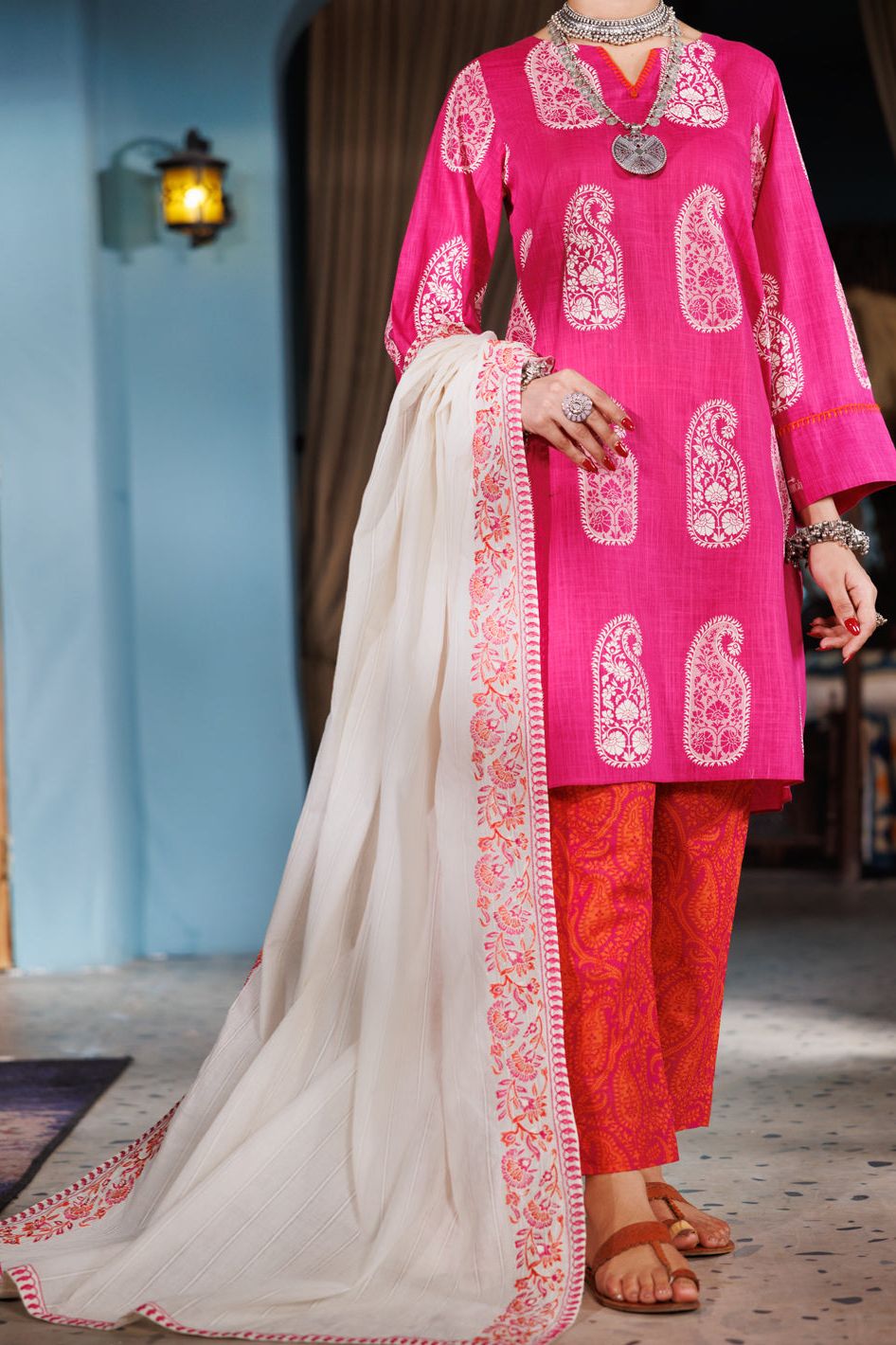 Premium Cotton Dobby Pink Unstitched Suit Fabric for Women's Ethnic Wear - Perfect for Festivals, Weddings & Special Occasions