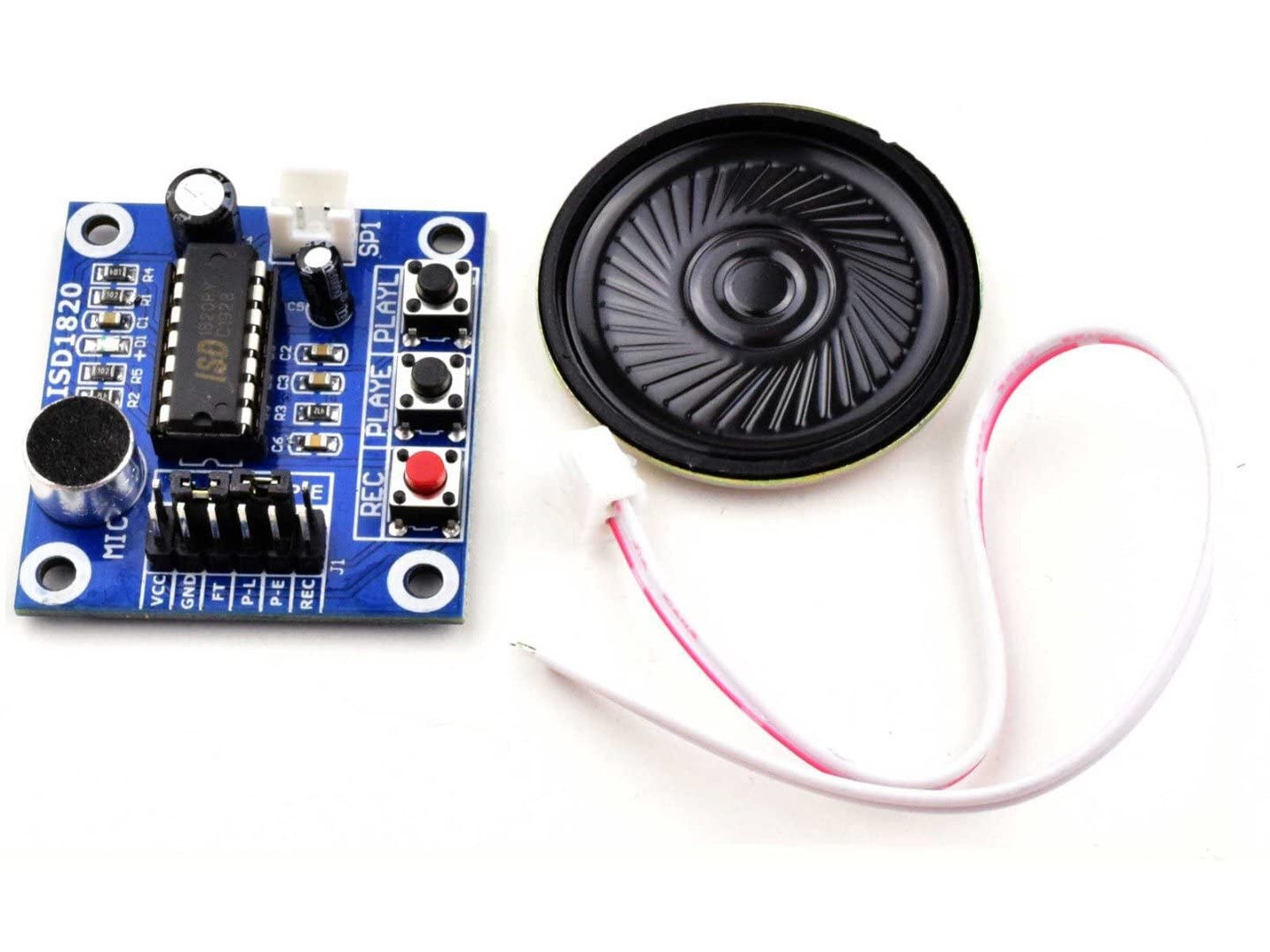 CANADUINO® ISD1820 Voice Recording Module - 8 to 20 Seconds Recording Time with Built-in Microphone & Speaker - Perfect for DIY Electronics, Voice Messages, and Educational Projects