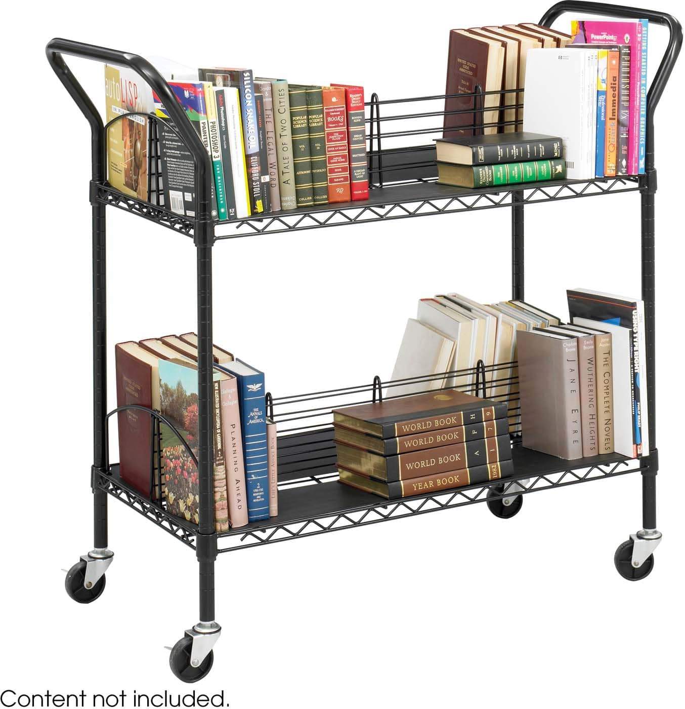Black Wire Book Cart with Wheels [5333BL] - Perfect for Libraries, Schools, and Office Storage