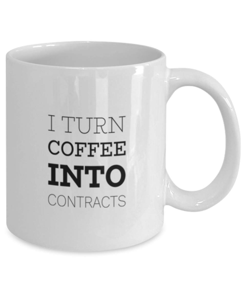 Funny Lawyer Coffee Mug - 'I Turn Coffee Into Contracts' - Perfect Gift for Attorneys & Legal Professionals - Ideal for Office, Courtroom & Home Use