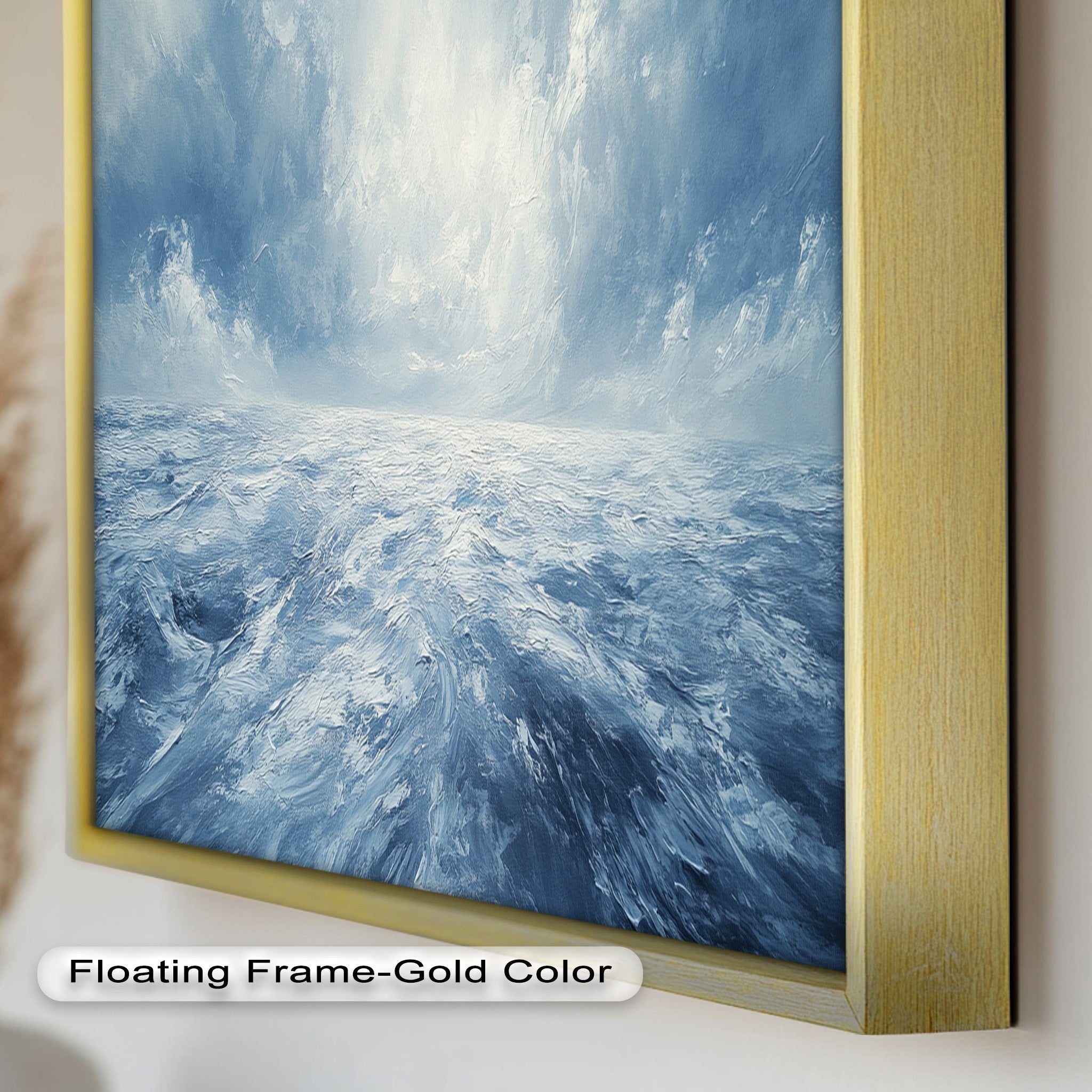 Blue Coastal Wall Art - Abstract Ocean Seascape Oil Painting for Beach House Decor | Handmade Canvas Artwork | Coastal Living Room & Bedroom Wall Decor