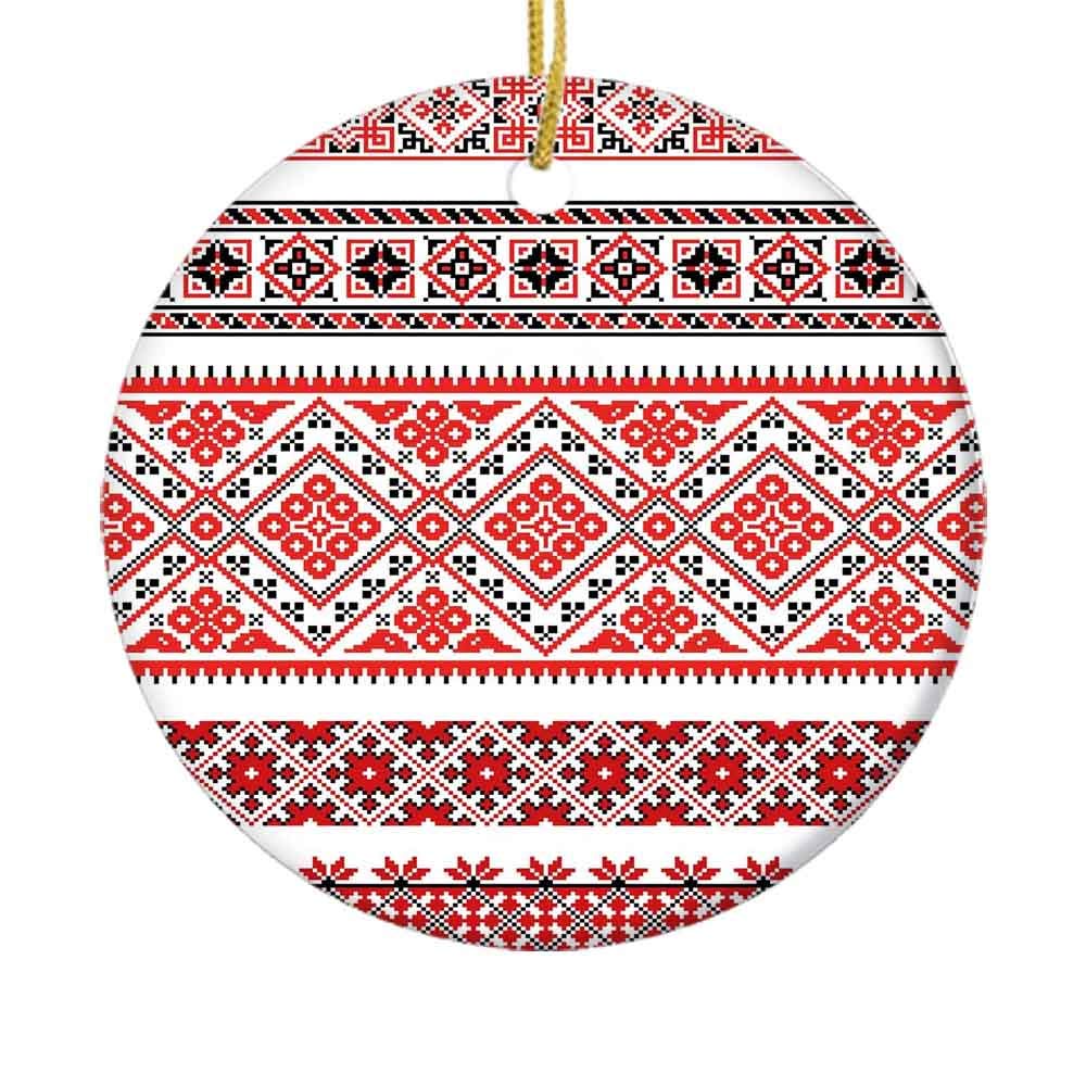 Traditional Ukrainian Christmas Ornaments - Ceramic Holiday Tree Decorations with Cultural Motifs (2.85in) | Perfect for Xmas Tree, Home Décor & Gift Giving