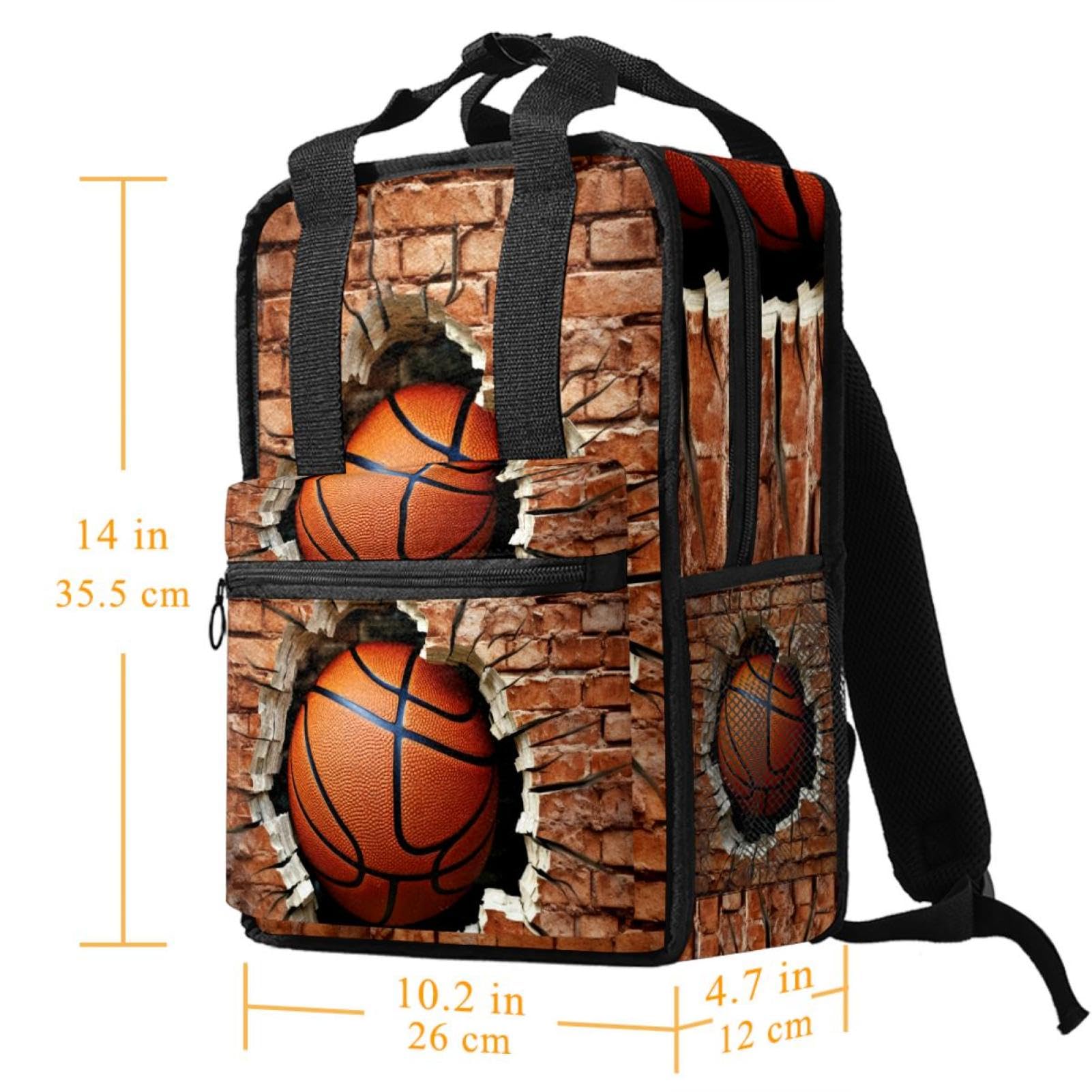 Stylish Travel Backpack for Women & Men - Durable Ball Basketball Wall Texture Design - Perfect for Gym, School, Work & Outdoor Adventures