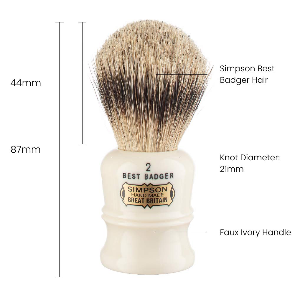 Premium Duke 2 Best Badger Hair Shaving Brush for Men - Handmade Simpson Luxury Shaving Brush with Ergonomic Handle - Perfect for Wet Shaving, Grooming Kits & Travel Essentials