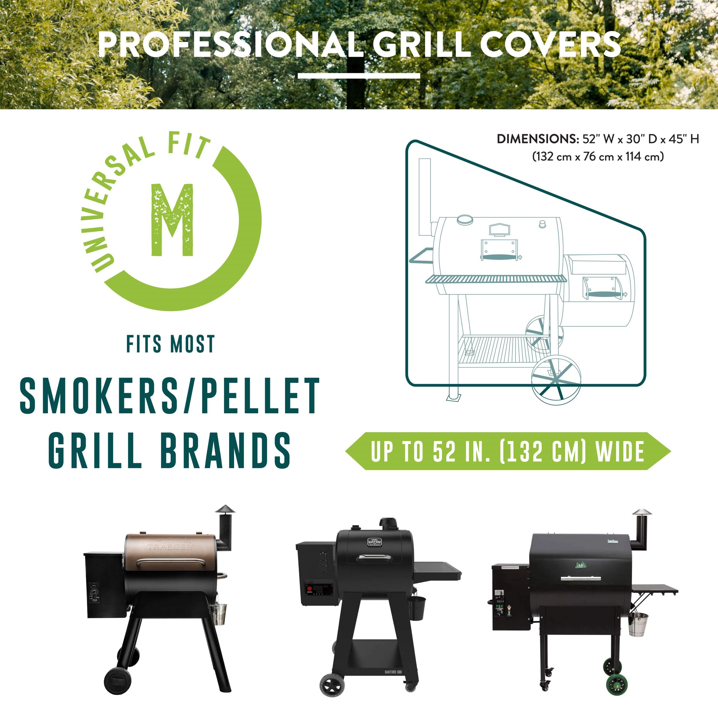 Heavy-Duty 52-Inch Black Smoker Cover - UV Resistant, Weatherproof Grill Cover for Traeger & Pit Boss - 5-Year Warranty - Perfect for Outdoor BBQ, Backyard Grilling & Year-Round Protection