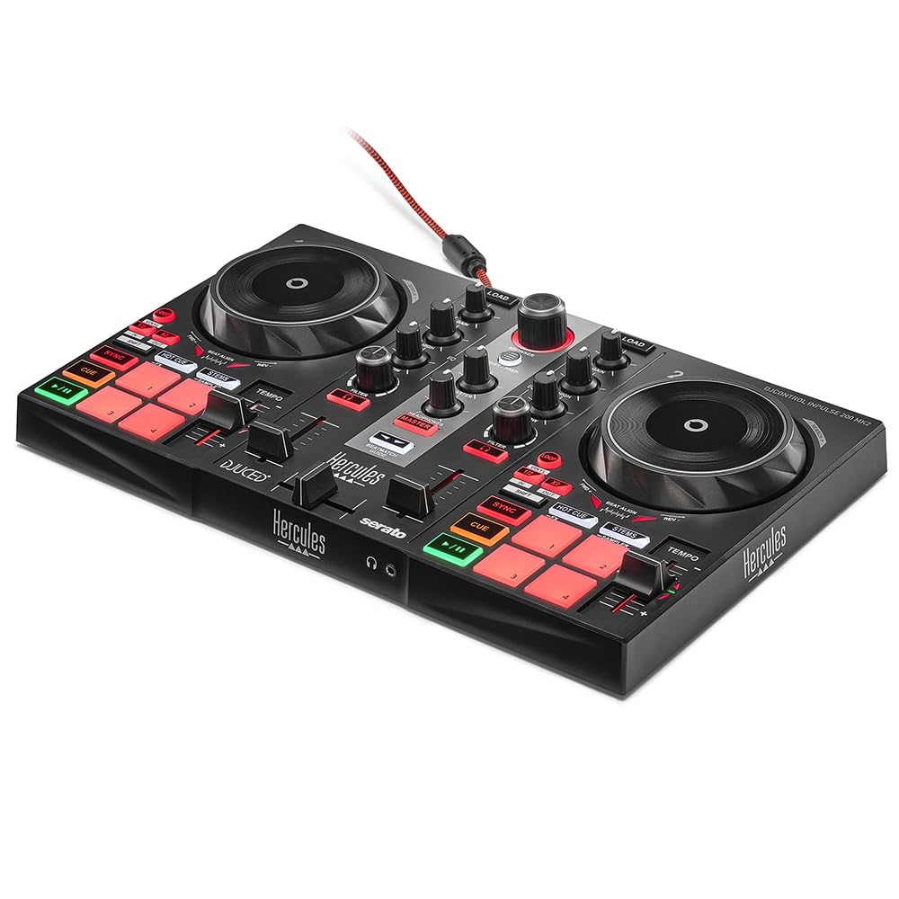 Hercules DJControl Inpulse 200 MK2 DJ Controller - Best Beginner DJ Mixer with Included Software & Tutorials - Perfect for Home Practice, Parties & Club Performances - Black