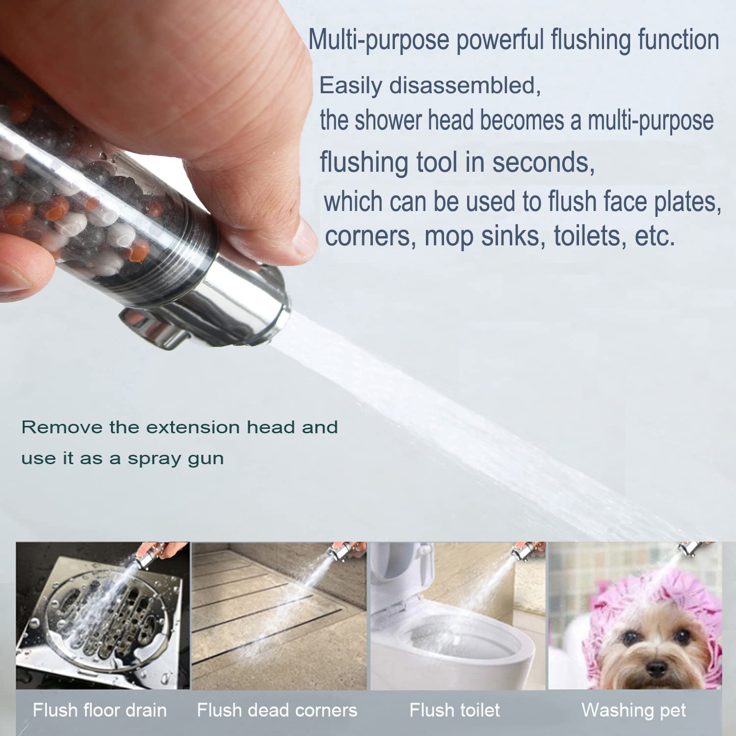 High Pressure Shower Head with Handheld & Filter - Detachable Rain Shower Head for RV, Camper - Hard Water & Low Water Pressure Solution - Perfect for Bathroom, Mobile Homes & Travel Use