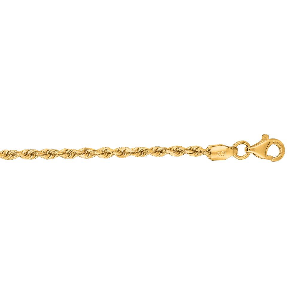 10K Gold 2mm Solid Diamond Cut Royal Rope Chain Necklace for Men & Women - Perfect for Everyday Wear, Gifts & Special Occasions