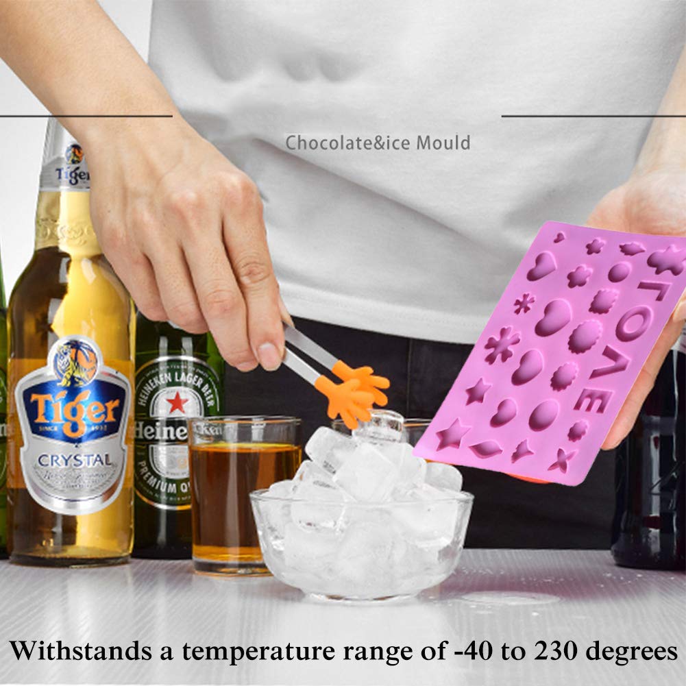 5Pcs Heart-Shaped Silicone Ice Cube Trays - 26 Cavities for Ice, Cake, Candy, Muffin & Chocolate Molds - DIY Baking & Fondant Decorating Tools - Perfect for Valentine's Day, Parties & Home Baking