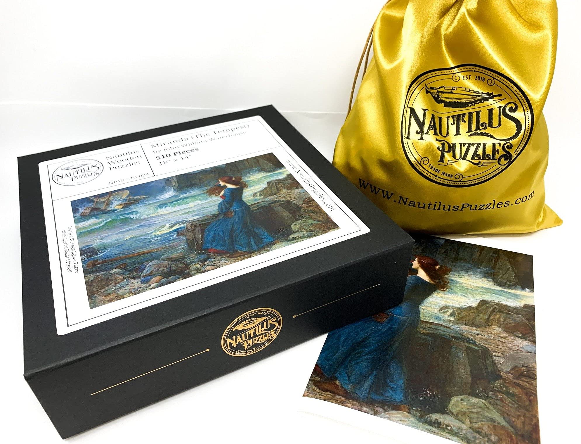 510-Piece Wooden Jigsaw Puzzle - Miranda from The Tempest by John William Waterhouse | Nautilus Puzzles | Art Puzzle for Adults, Home Decor & Relaxation