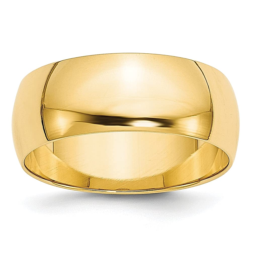 10K Yellow Gold 8mm Lightweight Half Round Wedding Band Ring - Size 12.5 Classic Fine Jewelry for Women - Perfect Anniversary, Engagement & Bridal Gift - Elegant Everyday Wear & Special Occasions