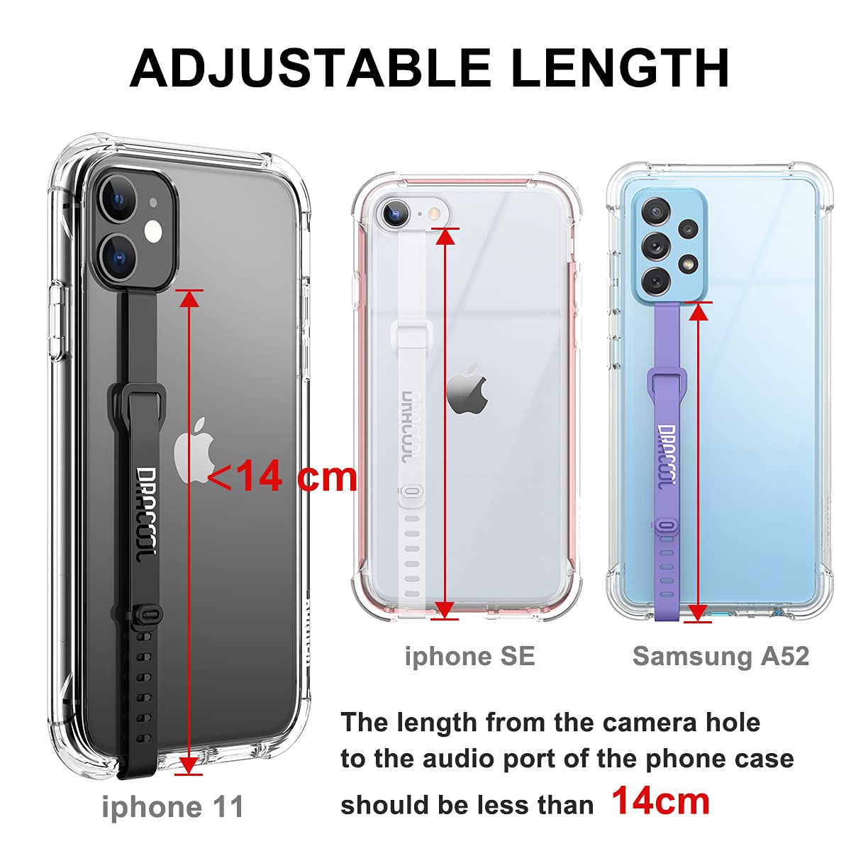 Dracool 2-Pack Silicone Phone Strap Grip Holder - Elastic Finger Loop Band for Secure Phone Grip - Universal Fit for iPhone, Samsung Galaxy & Most Smartphone Cases (Transparent) - Perfect for Gym, Running, Commuting & Everyday Use