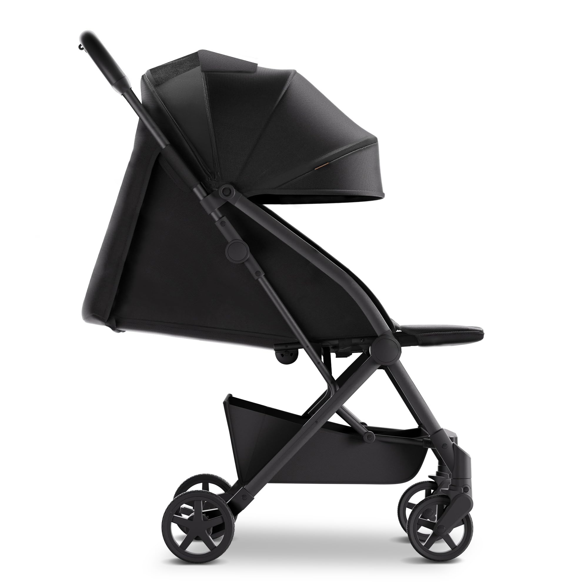 Mompush Lithe V2 Ultra Lightweight Compact Travel Stroller with Snack Tray, One-Hand Fold & Airplane Approved - Includes Cup Holder, Rain Cover & Travel Bag - Perfect for Air Travel, Shopping & Daily Outings