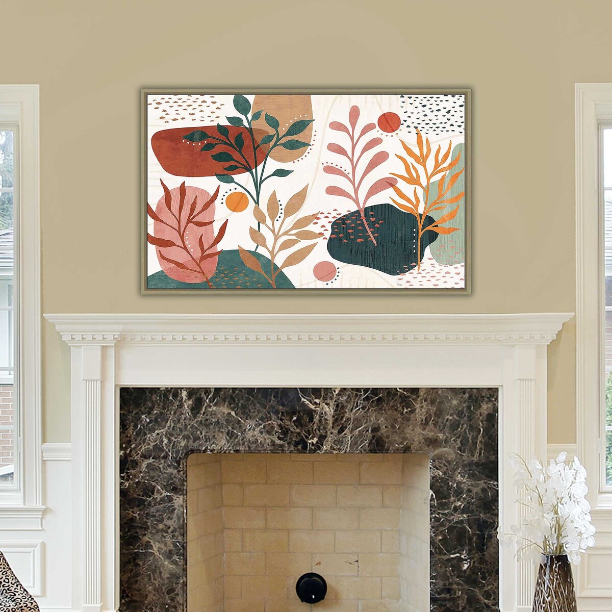 Abstract Blossom I Floral Art Print on Floating Canvas - Modern Wall Decor for Living Room, Bedroom & Office