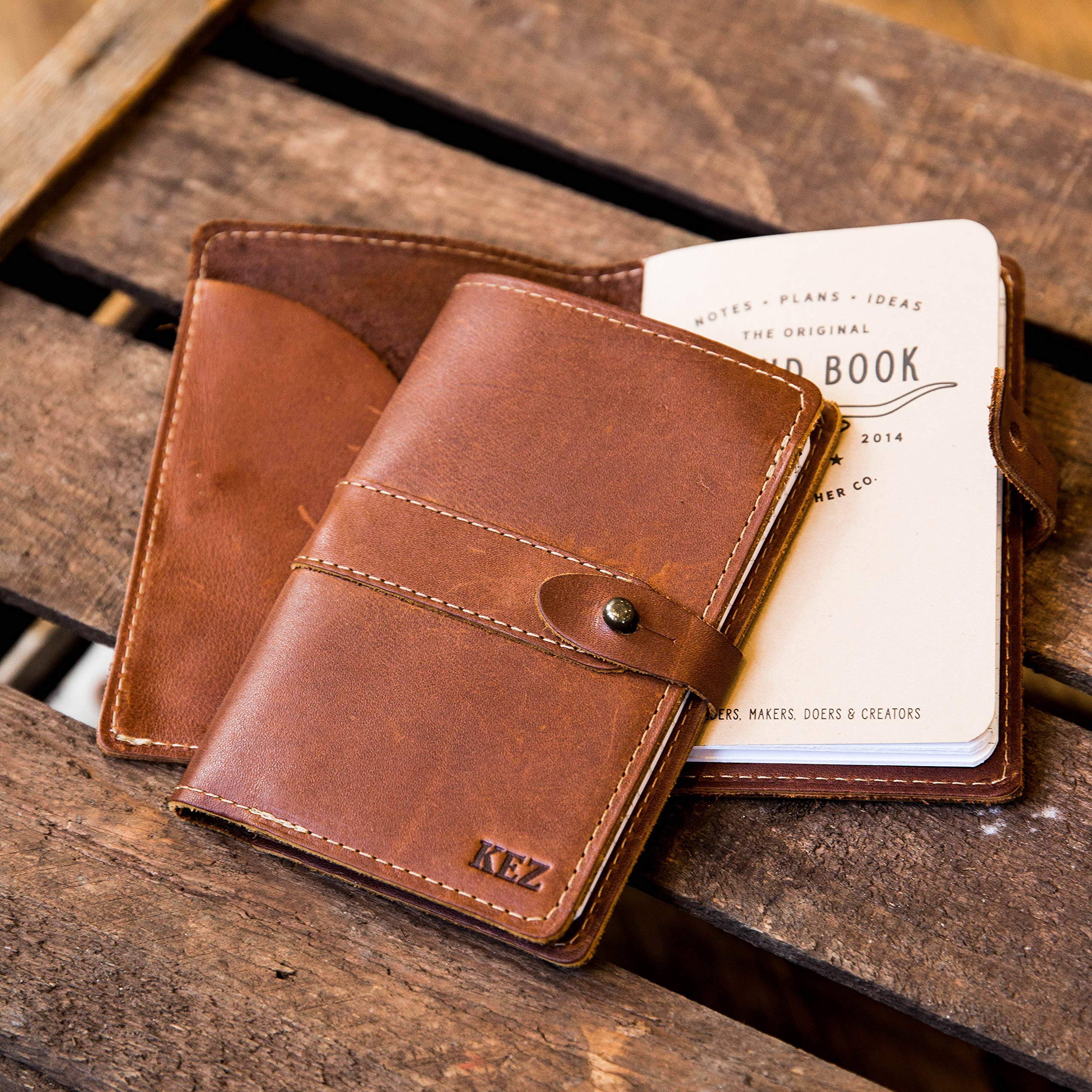 Premium Leather Pocket Journal for Men & Women - The Surveyor Brown Notebook - Perfect for Travel, Business, & Personal Journaling
