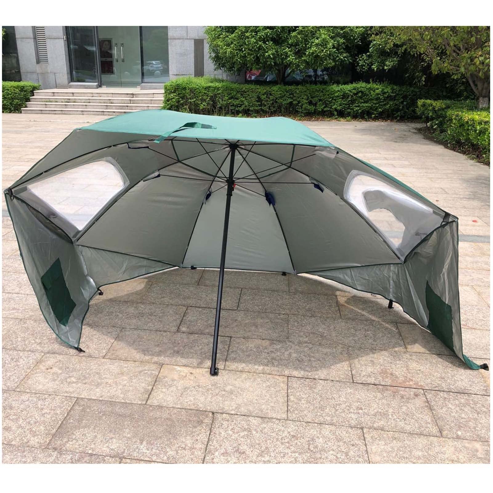 240cm Large Beach Umbrella with UPF50+ Sun Protection - Windproof & Waterproof Fishing Umbrella for Outdoor Activities - 8-Rib Sun Shade for Beach, Camping, Picnics & Sports Events (Green) - Perfect for Summer Vacations and Outdoor Adventures