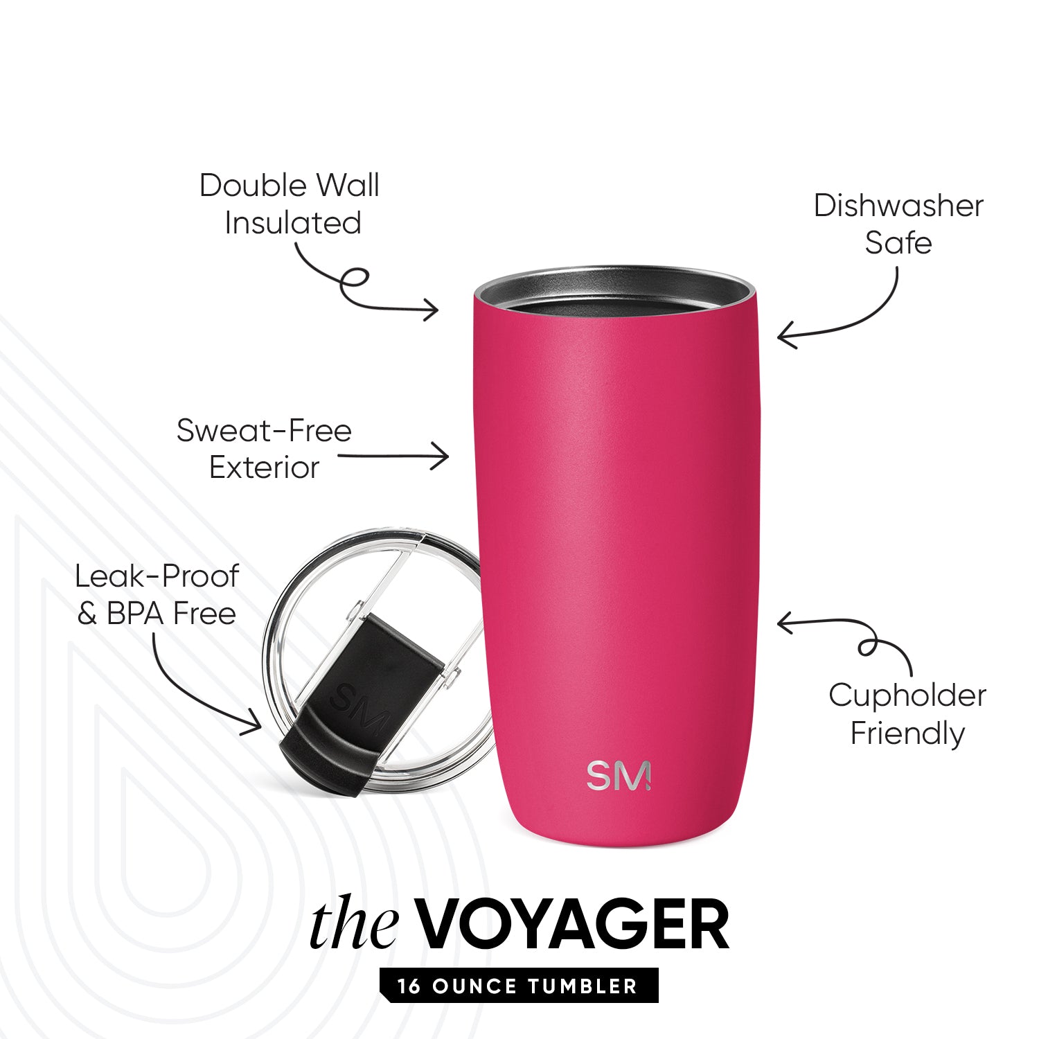 Voyager Tumbler 20oz with Clear Flip Lid & Straw - Insulated Stainless Steel Water Bottle for Hot & Cold Drinks - Perfect for Travel, Gym, and Office Use