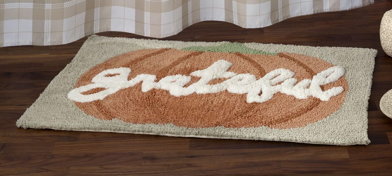 Avanti Linens Cotton Bath Mat - Soft Absorbent Bathroom Rug, Non-Slip Shower Mat for Bathroom Decor (Grateful Patch Collection) - Perfect for Cozy Fall Home Decor & Spa-Like Bathroom Experience
