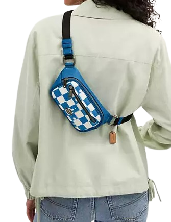 Coach Elias Mini Belt Bag with Checkerboard Print - Stylish Crossbody Bag for Women | Perfect for Travel, Shopping & Everyday Use