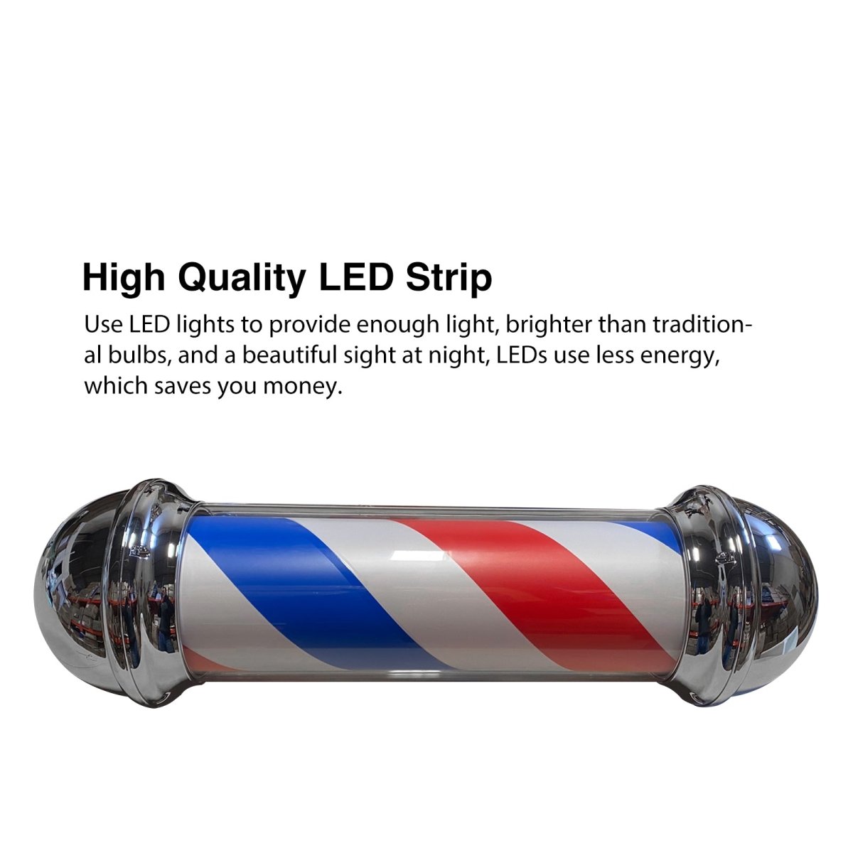 27.6in LED Blue Red Stripes Rotating Barber Pole Light - BP 839 for Barber Shops, Salons & Vintage Decor | Classic Barber Shop Sign for Professional & Home Use