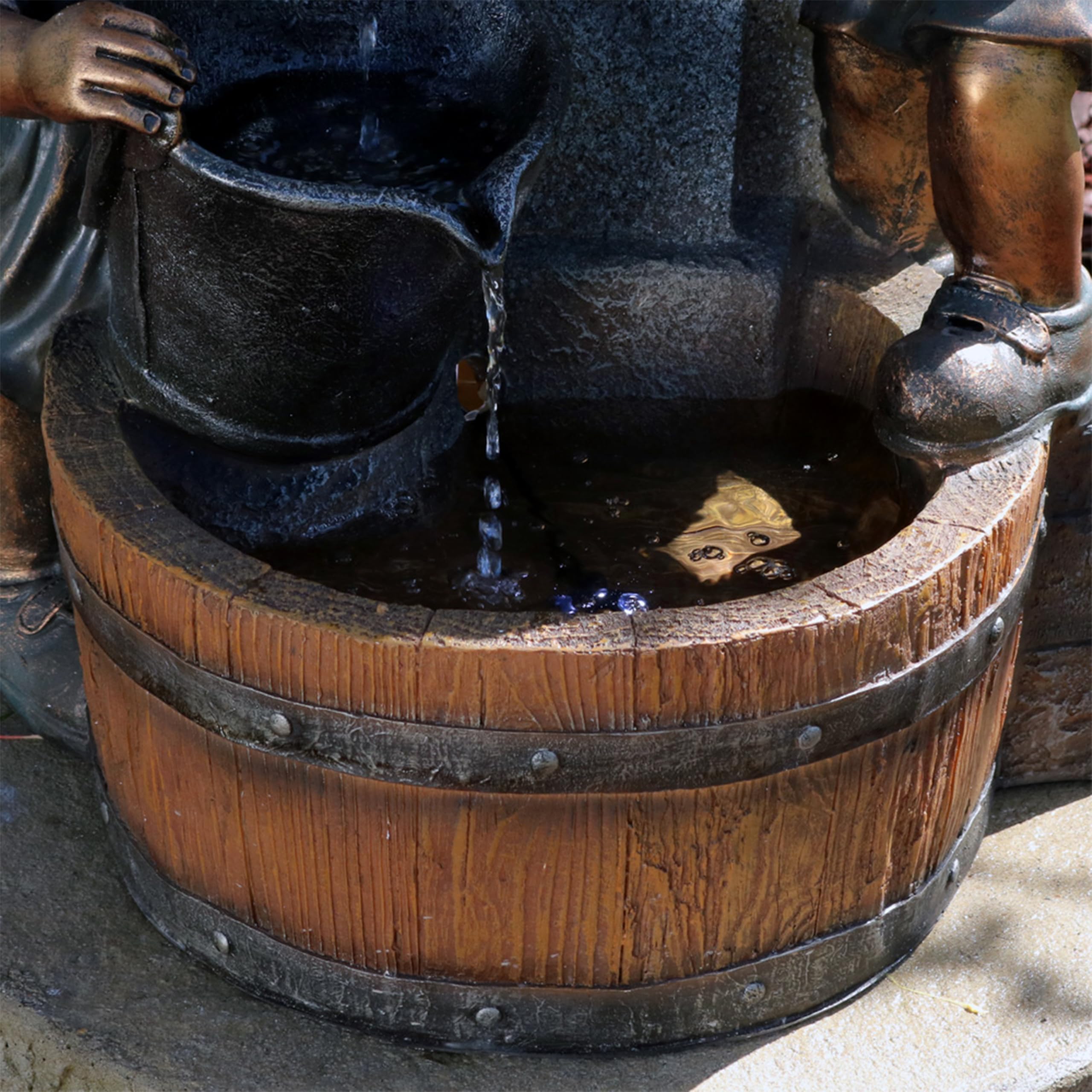 40-Inch LED Outdoor Water Fountain for Kids - Sunnydaze Garden Water Feature with Faucet for Patio, Yard & Balcony | Perfect for Children's Play Area & Backyard Decor