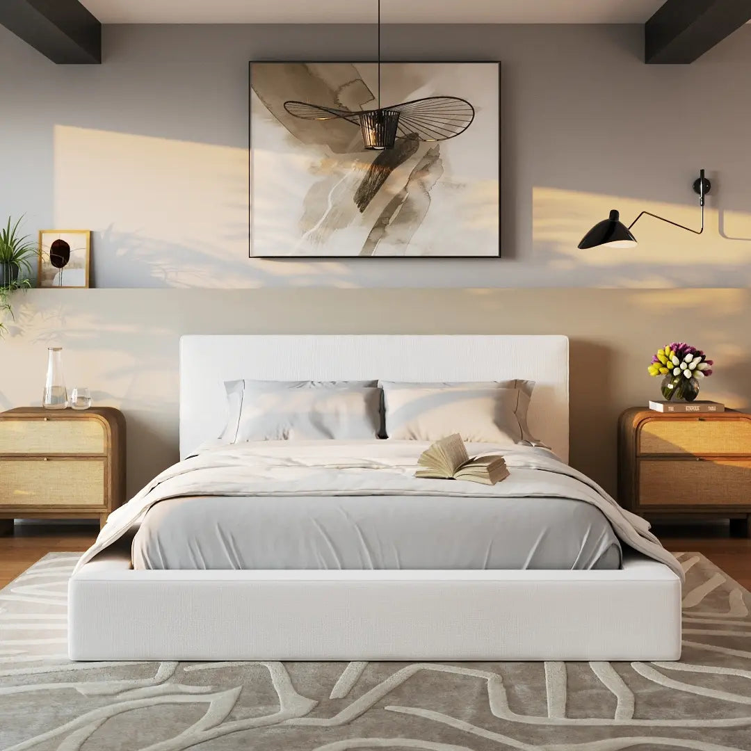 Ultra Bed Set: Sturdy White Bed Frame with Headboard - Perfect for Modern Bedrooms & Guest Rooms