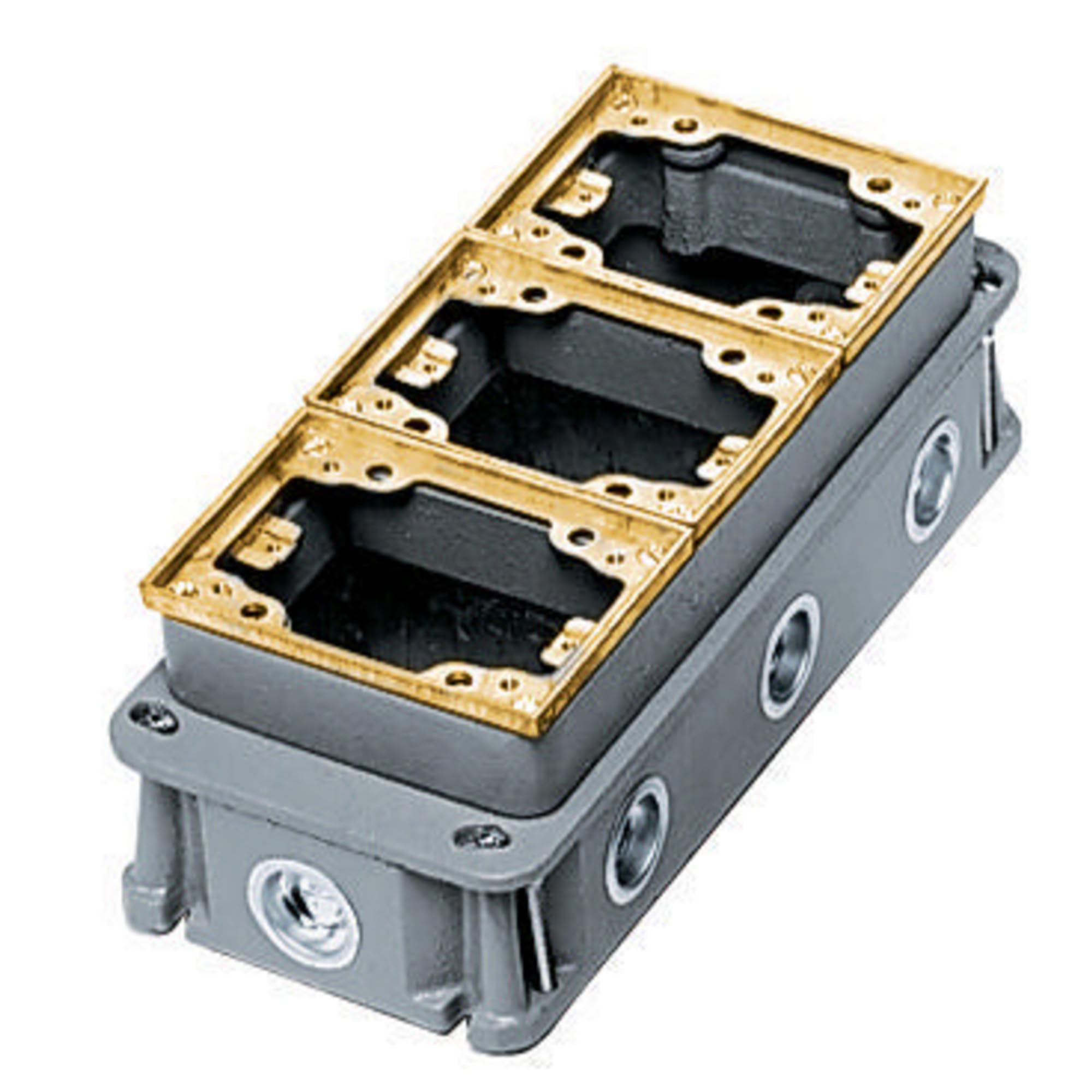 Hubbell B433361 3-Gang Deep Flush Concrete Floor Box with Brass Collar, 34.8 Cu In, 11-13/32