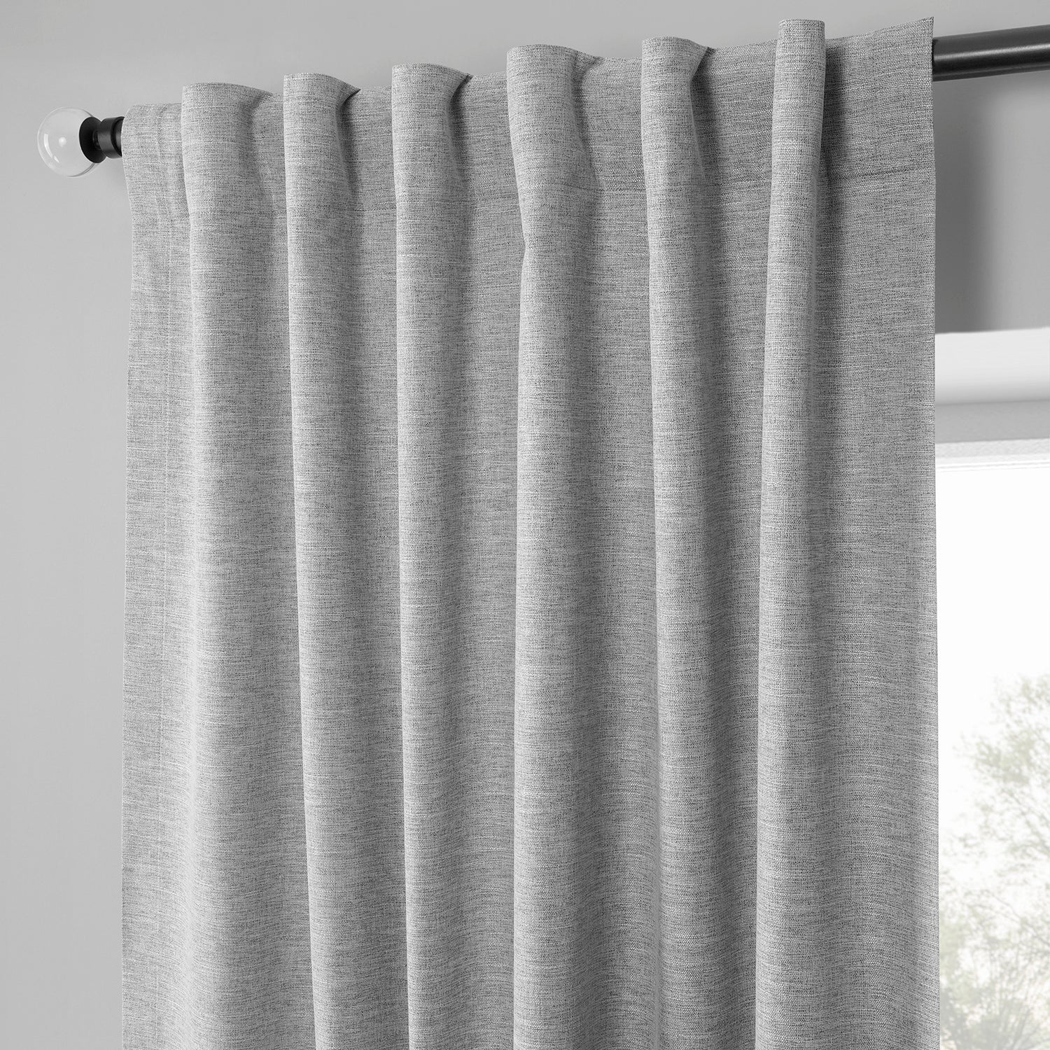 Modern Grey Boho Chic Faux Linen Blackout Curtains - 2 Panels Set for Bedroom & Living Room - Noise Reducing & Thermal Insulated Window Drapes for Home Decor
