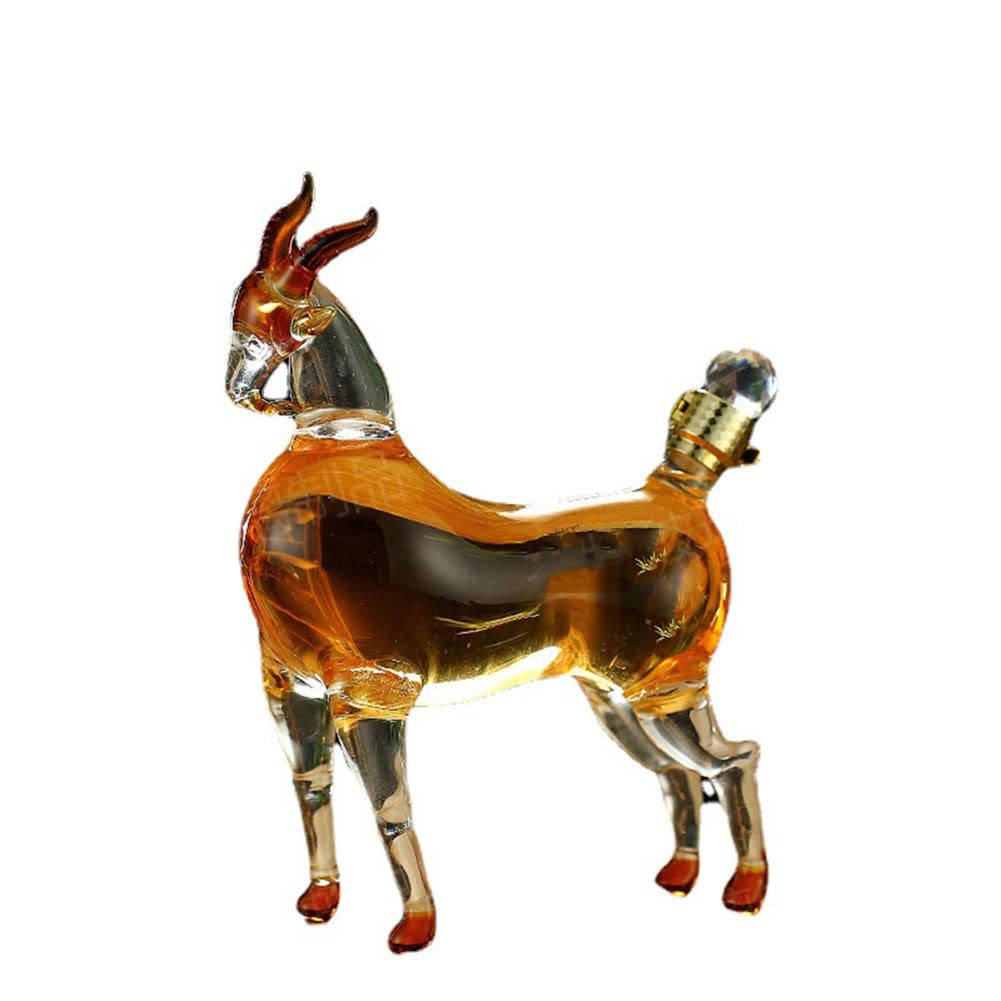 Premium Handcrafted Lamb-Shaped Glass Liquor Decanter - High Boron Glass Zodiac Whiskey & Wine Bottle for Home Bar, Gift Giving & Special Occasions