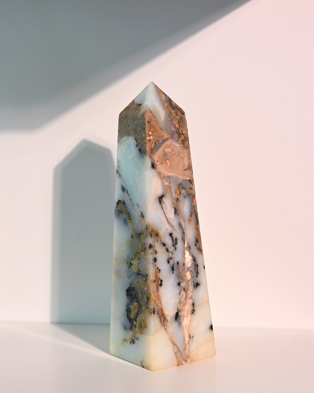 7 Inch Peruvian Blue Opal Tower - Genuine Healing Crystal for Meditation, Reiki & Home Decor | Natural Stone Spiritual Gift