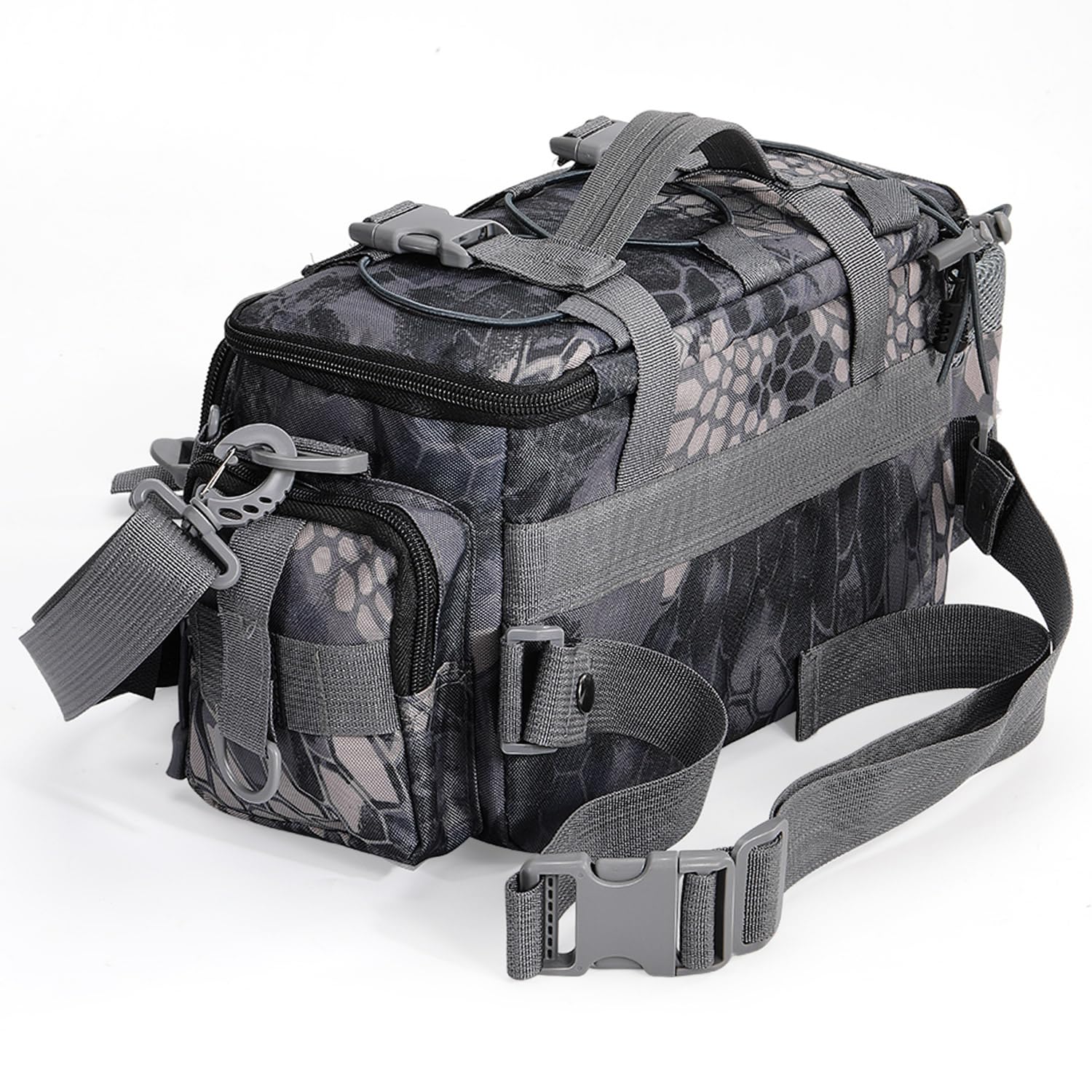 Sougayilang Fishing Tackle Storage Bag with Padded Shoulder Strap - Waterproof Tackle Box Organizer for Saltwater & Freshwater Fishing Gear - Durable Fishing Accessories Carrier (Grey) - Perfect for Boat, Shore & Kayak Fishing Trips
